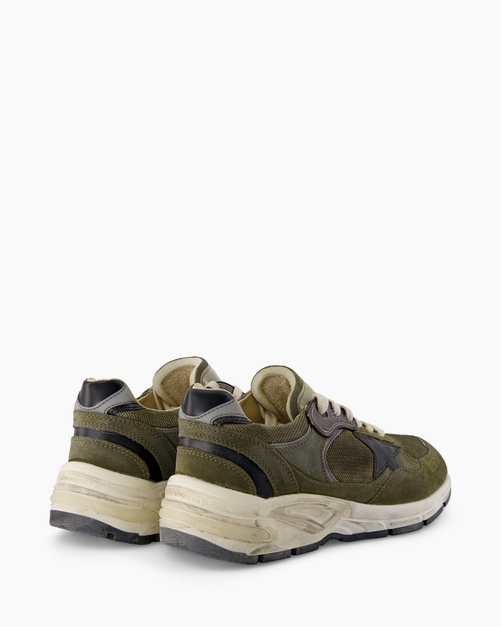 sneakers, olive green, mesh, suede, chunky sole