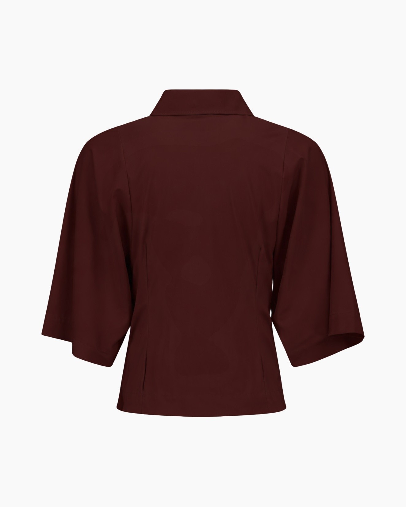 jacket, short sleeve, burgundy, collar, back view