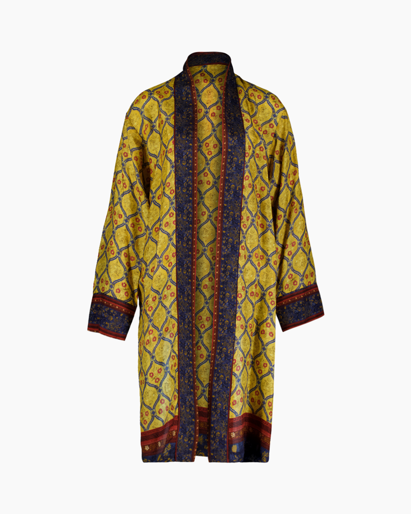 kimono, robe, patterned, yellow, long-sleeve