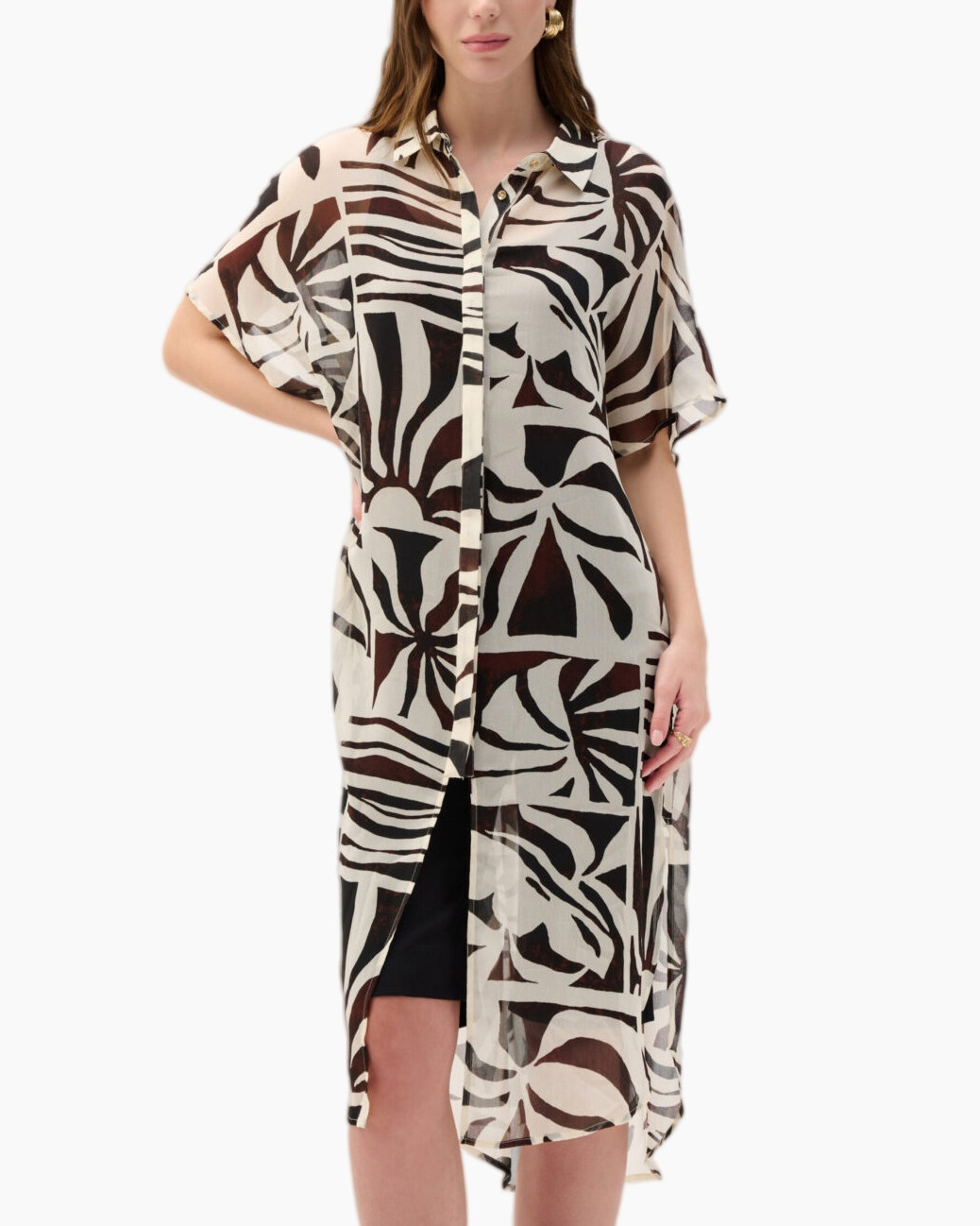 kimono, dress, sheer, abstract pattern, mid-length