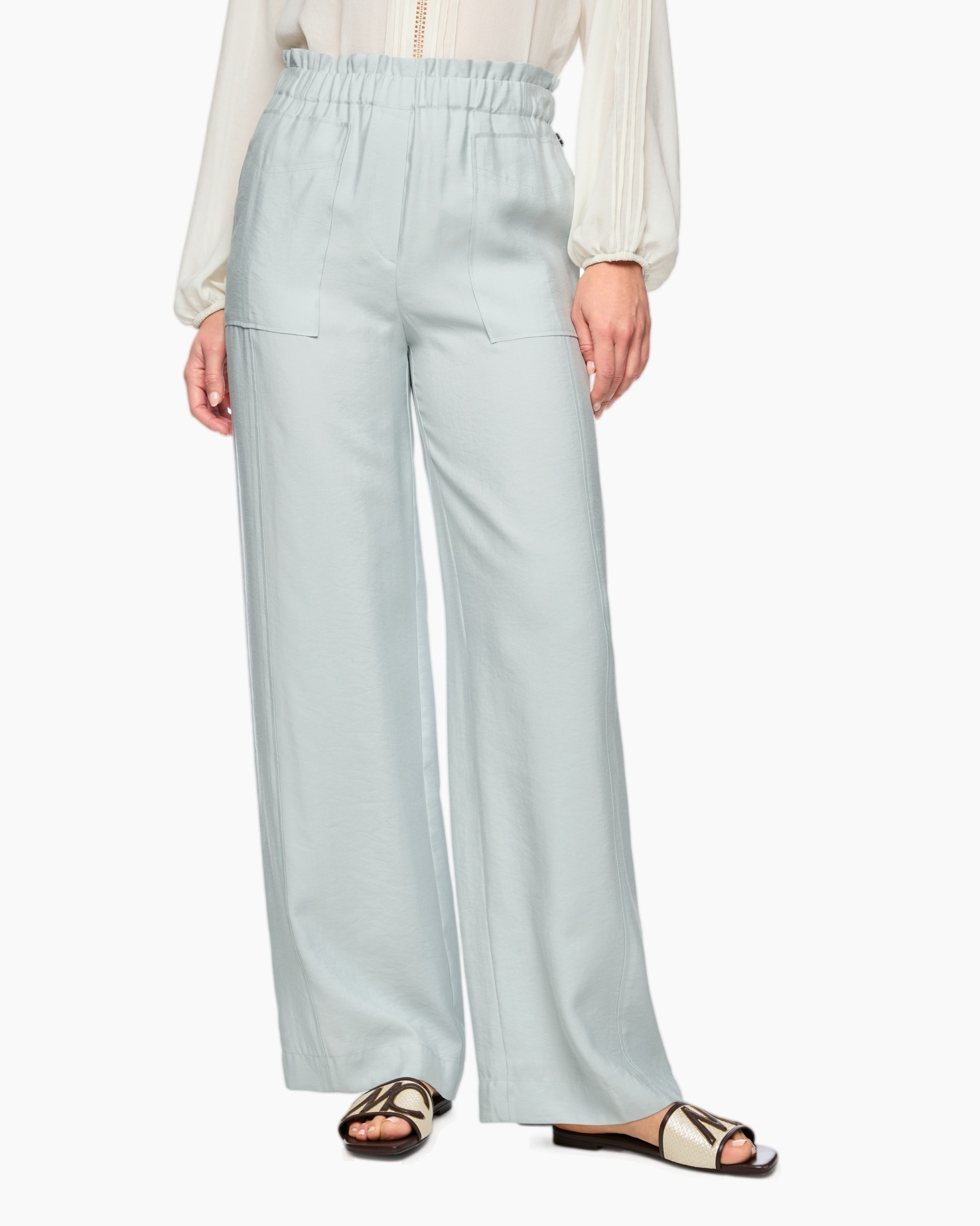 wide-leg, pants, pockets, elastic-waist, light-blue