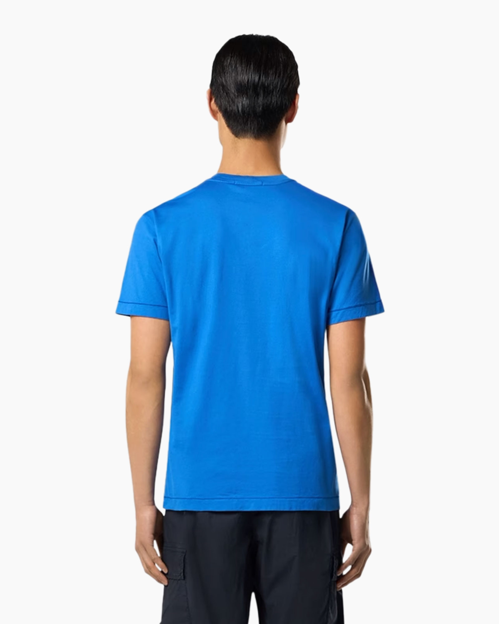 t-shirt, short sleeve, blue, logo patch, casual
