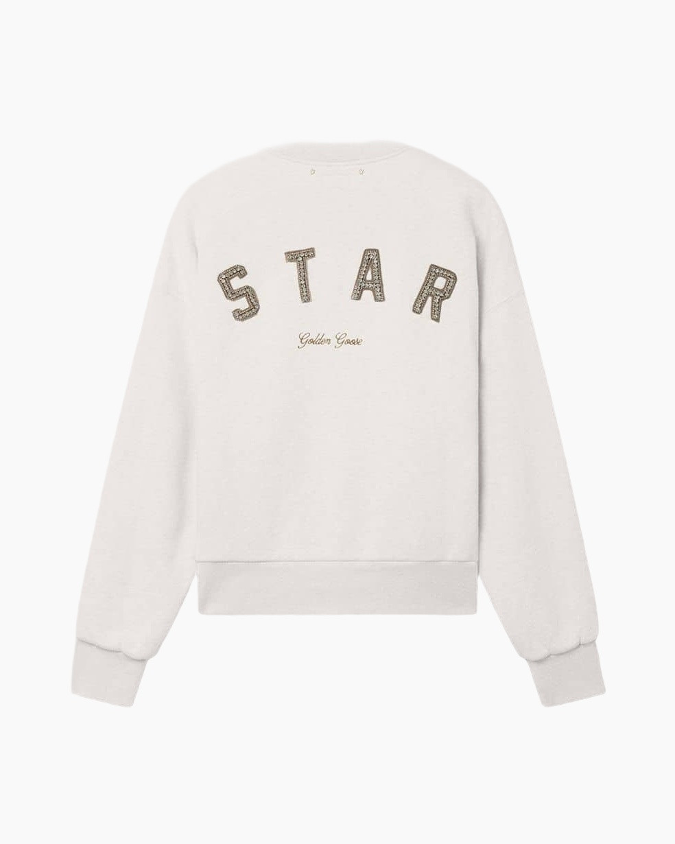 sweatshirt, long-sleeve, crewneck, gold lettering, star motif