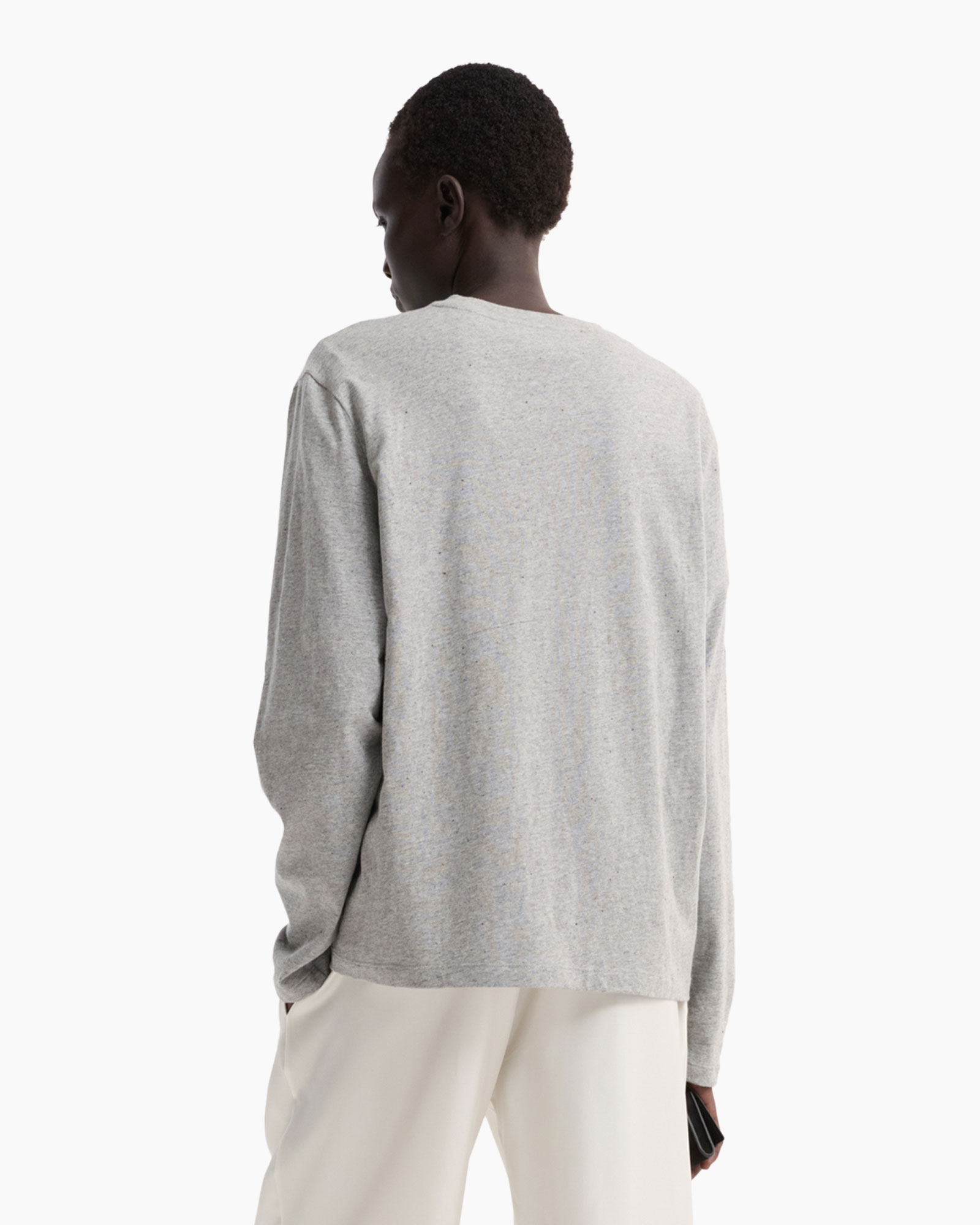 long-sleeve, gray, crew-neck, soft, tunic-sweater