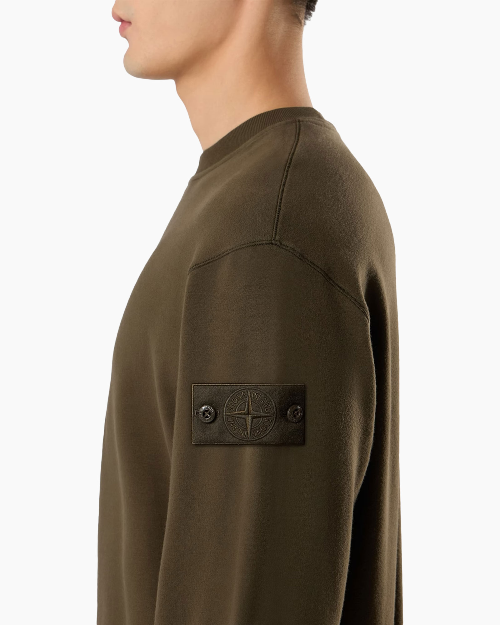 sweatshirt, olive, patch, shoulder, long-sleeve