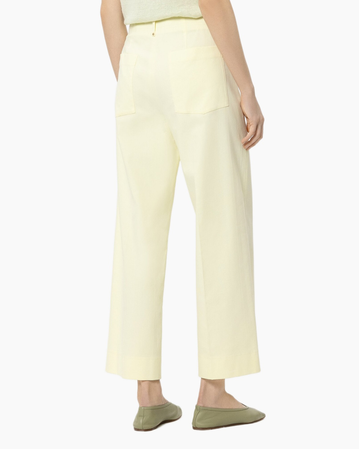 pants, trouser, wideleg, pale yellow, cropped length