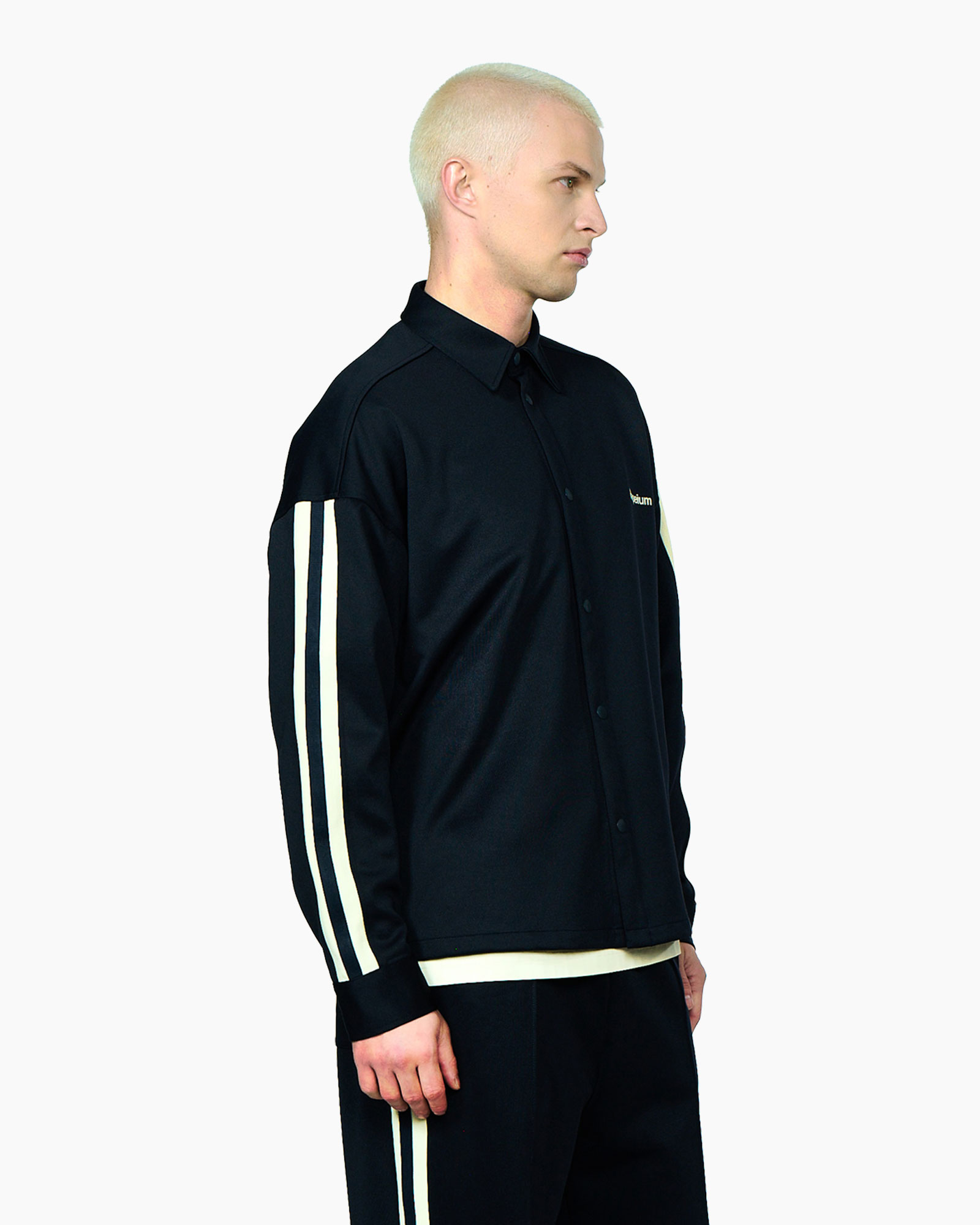 track-suit, zipper-closure, long-sleeve, dark-navy, stripes, three-stripe-sleeve