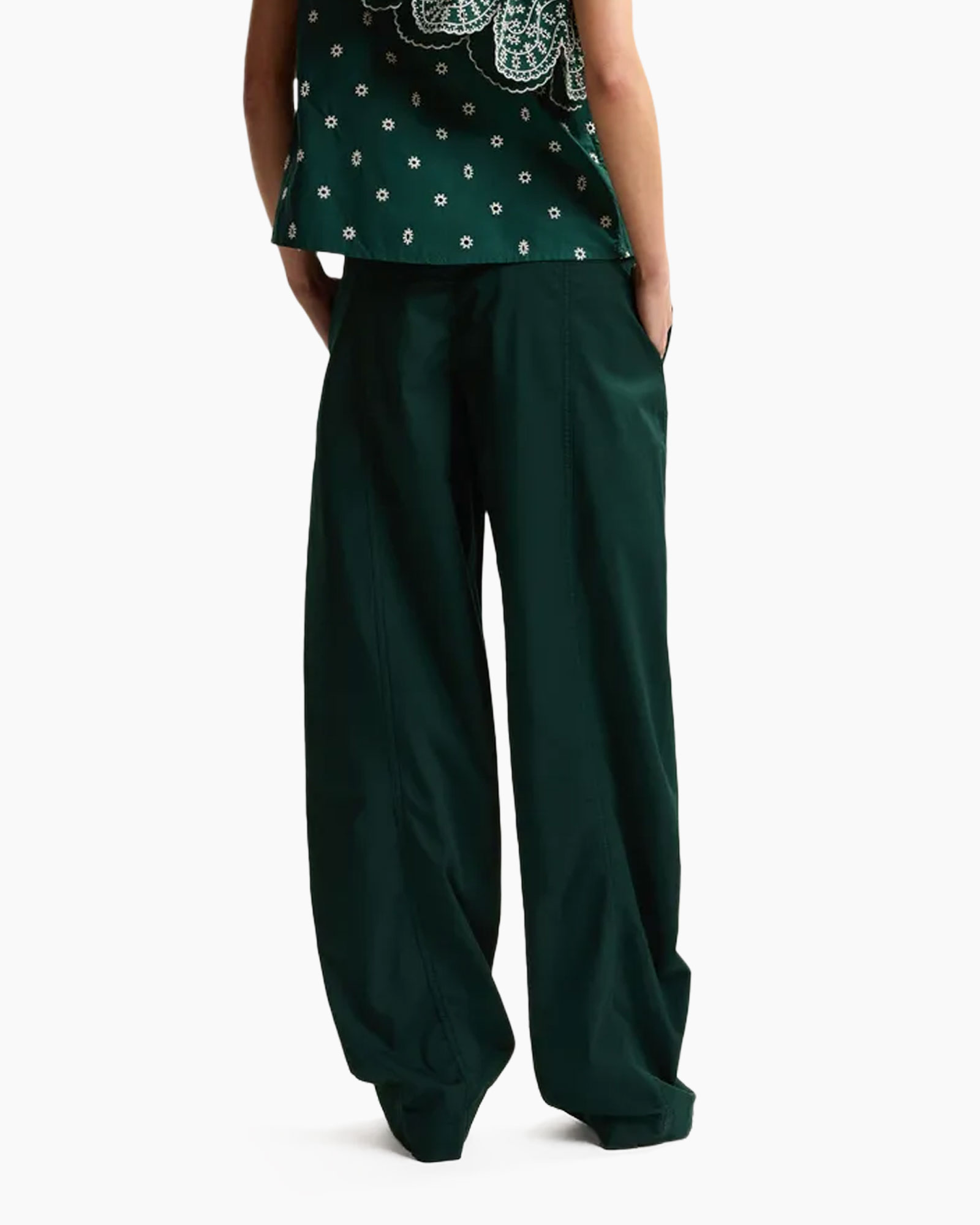 wide-leg, pants, green, trousers, loose fit