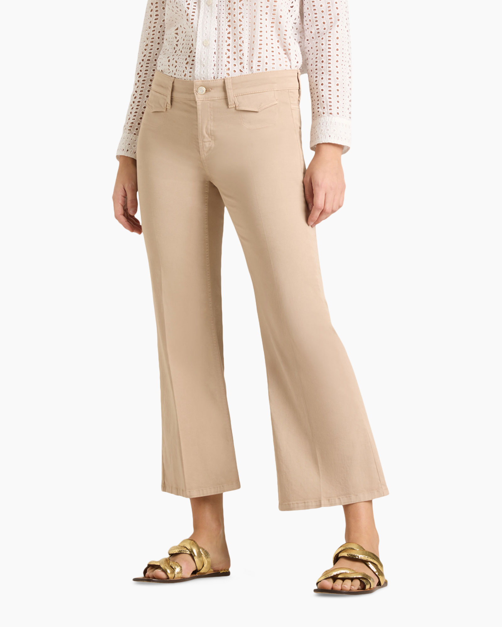 pants, khaki, wide-leg, cropped, pockets