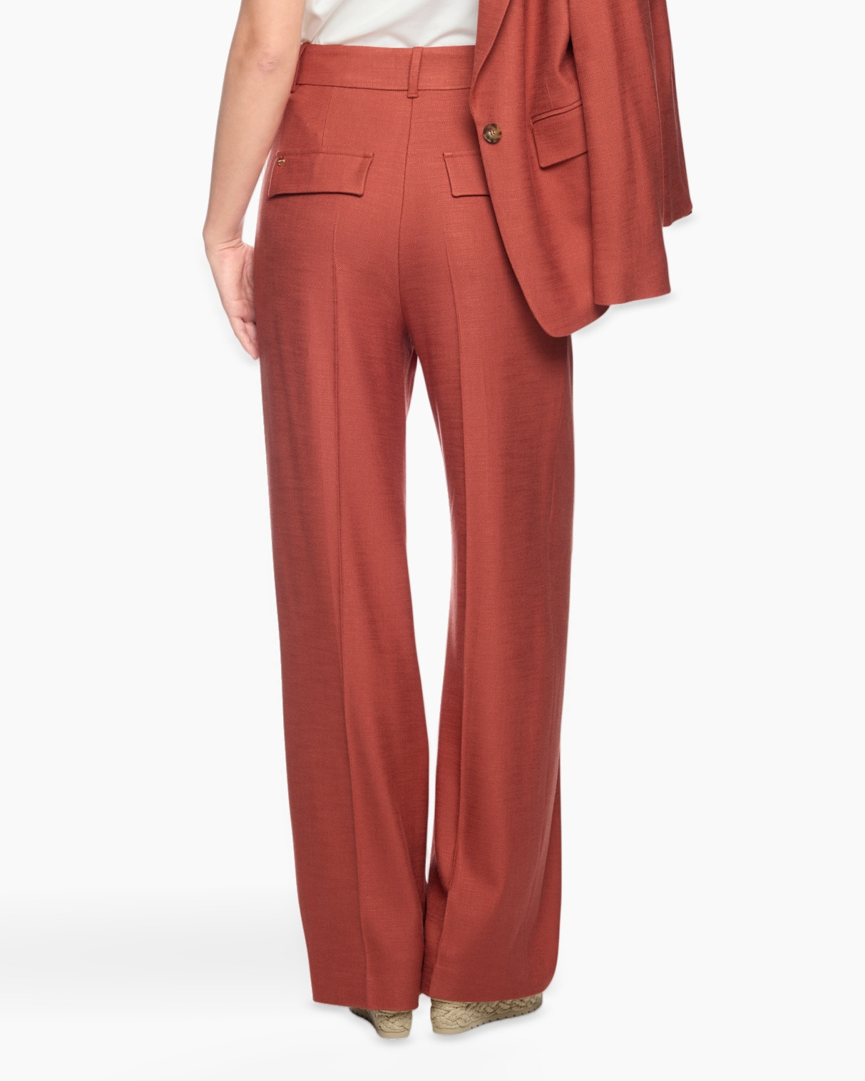 pants, wide-leg, high-waist, rust, linen blend