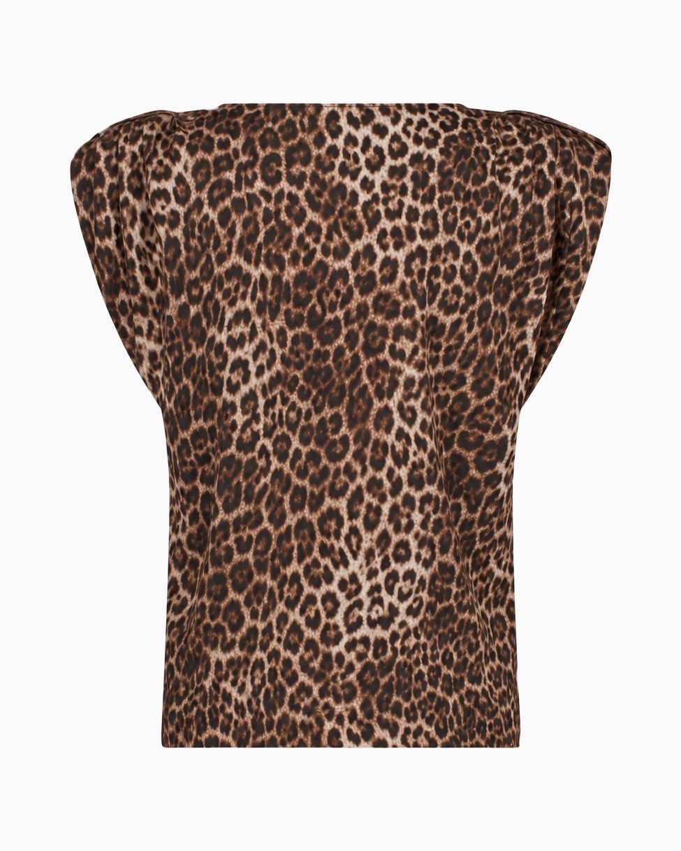 top, leopard print, animal pattern, sleeveless, knit? fabric