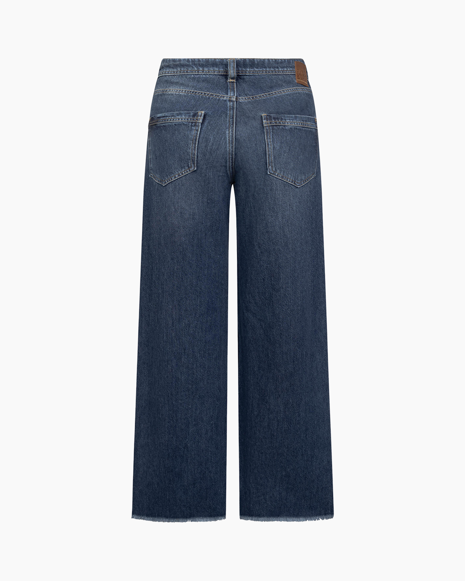 jeans, wide-leg, denim, mid-blue, distressed