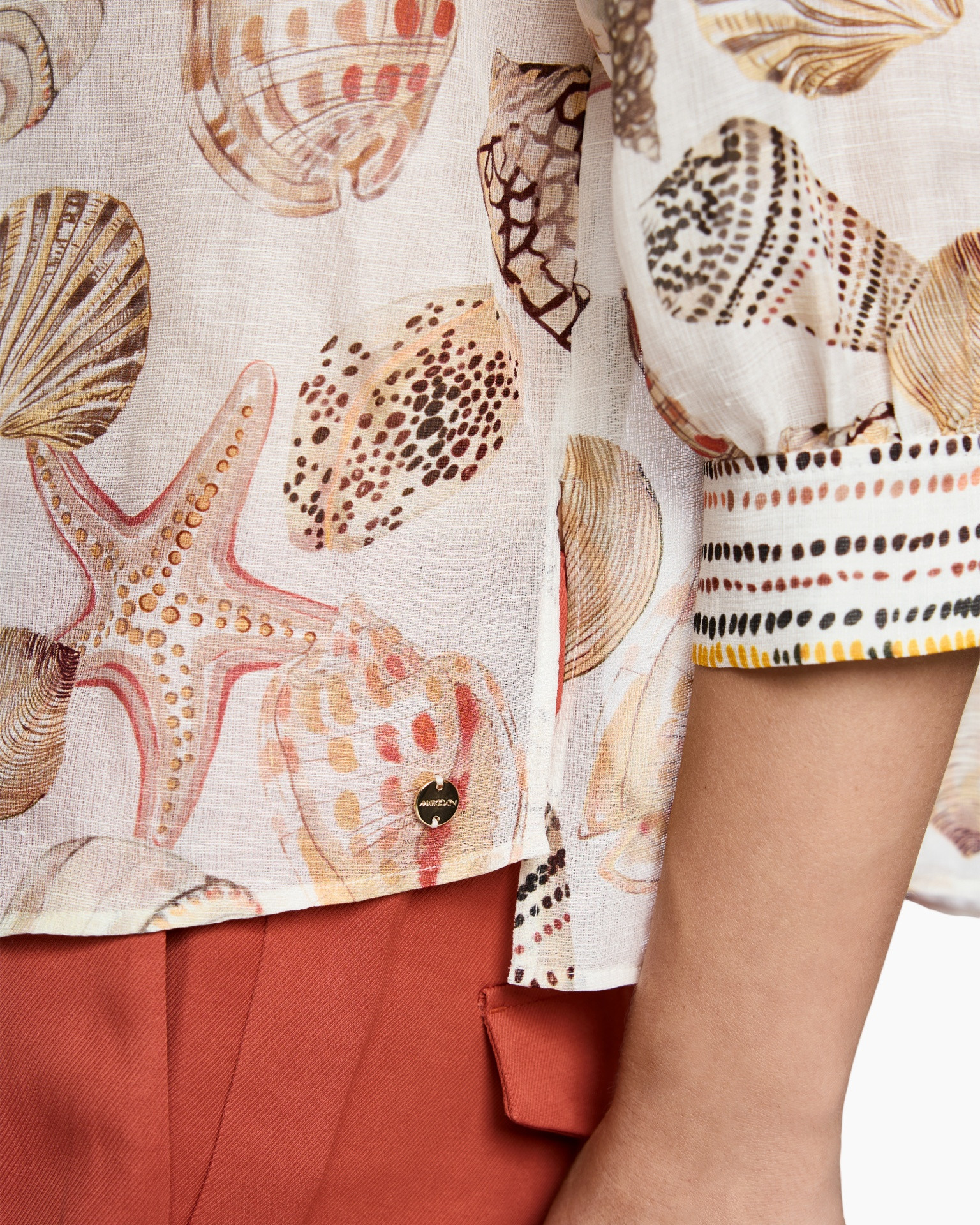 shell-pattern, shells, starfish, linen shirt, beachwear