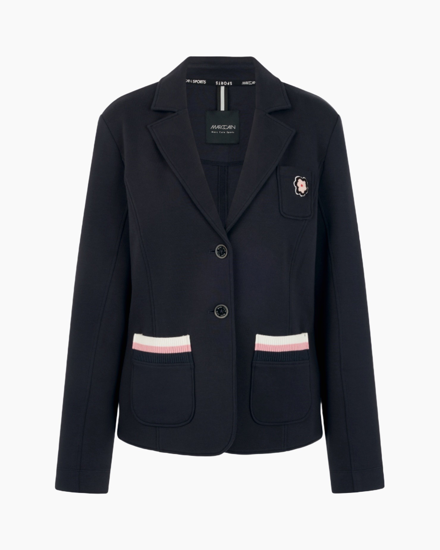 blazer, jacket, navy, patch, pockets