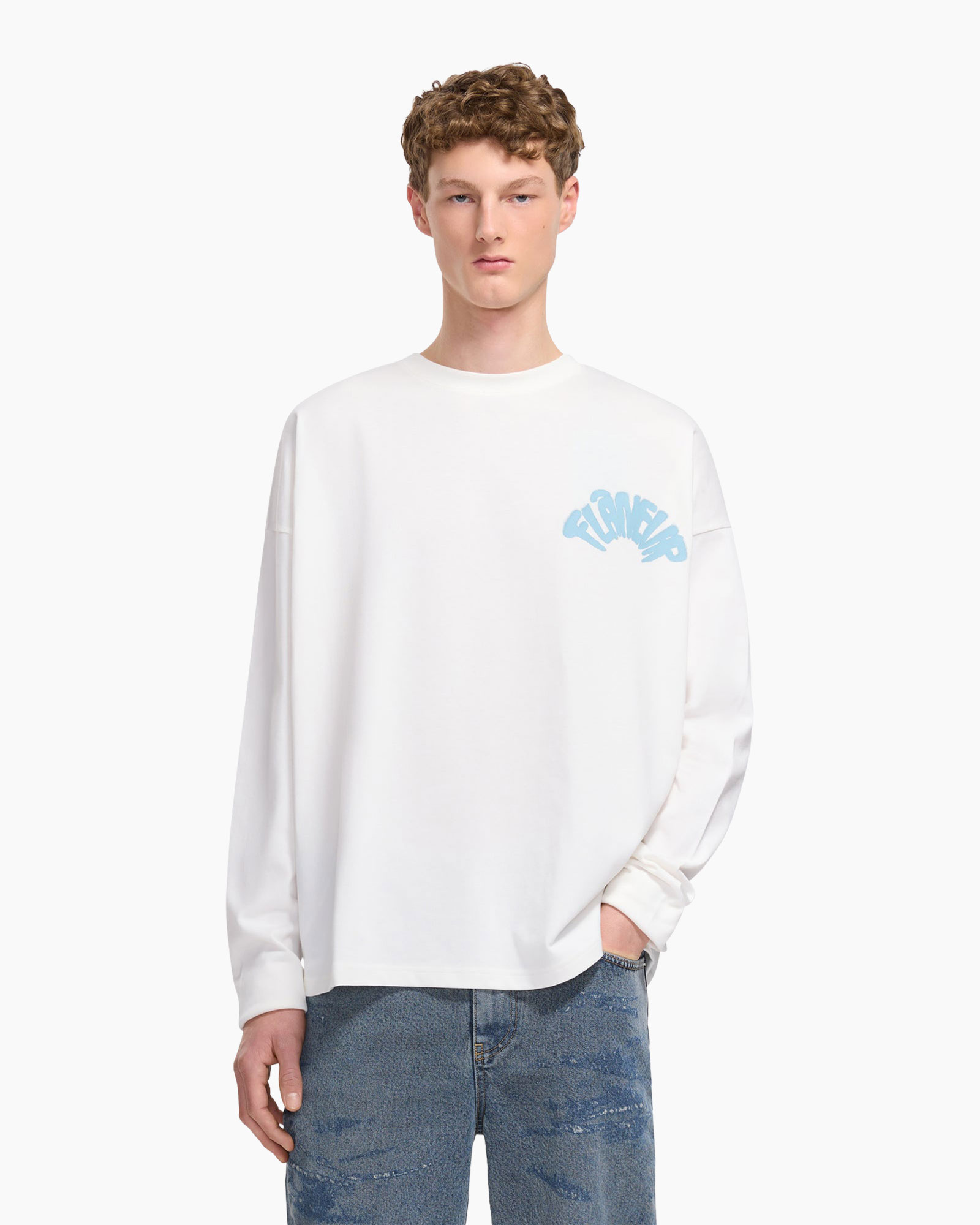 longsleeve, white, graphic, logo, casual