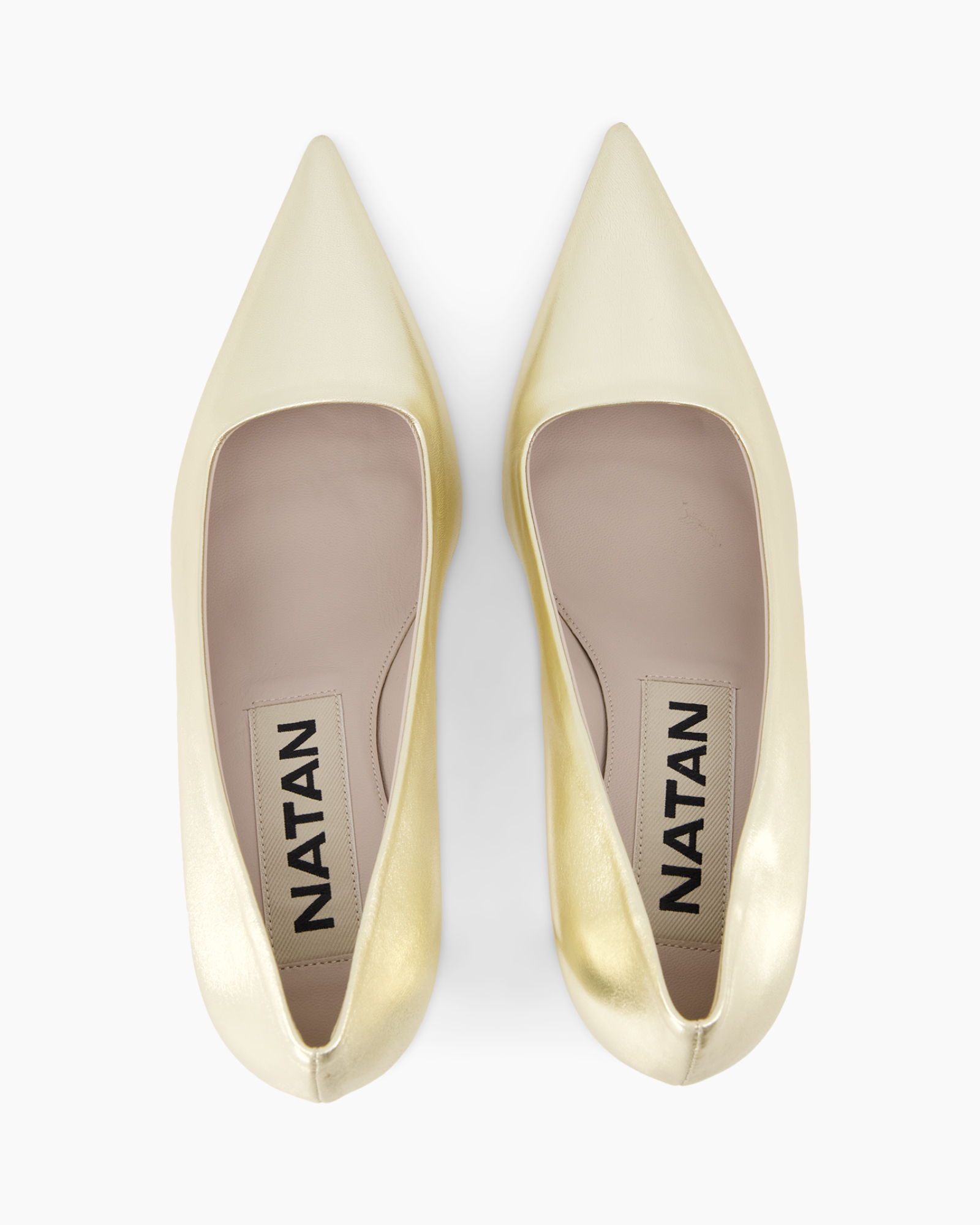 ballet flats, pointed toe, gold, leather, women