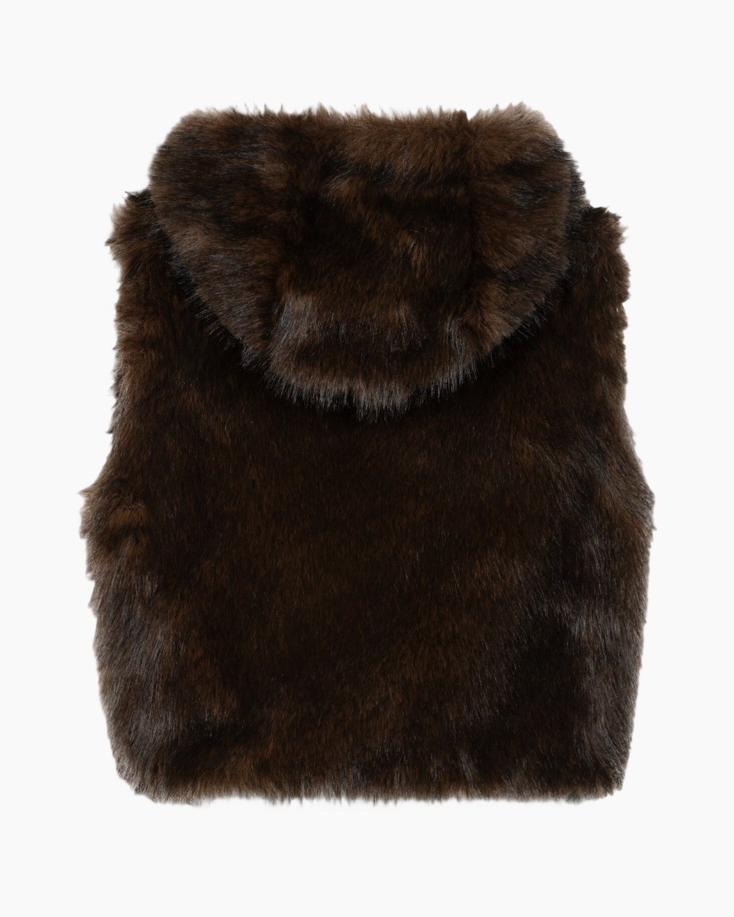fur, vest, hooded, brown, synthetic fur