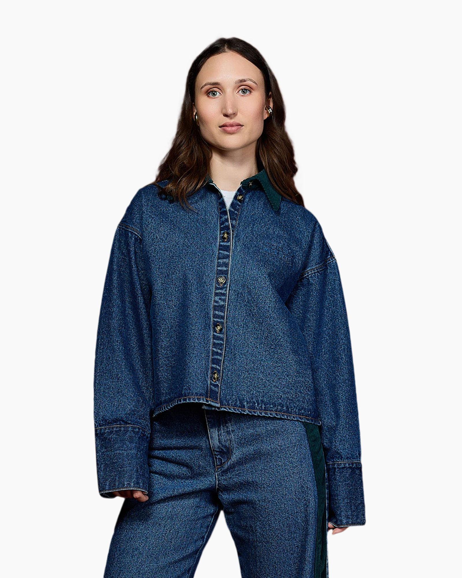 denim shirt, denim jacket, blue jeans, collar, long sleeves