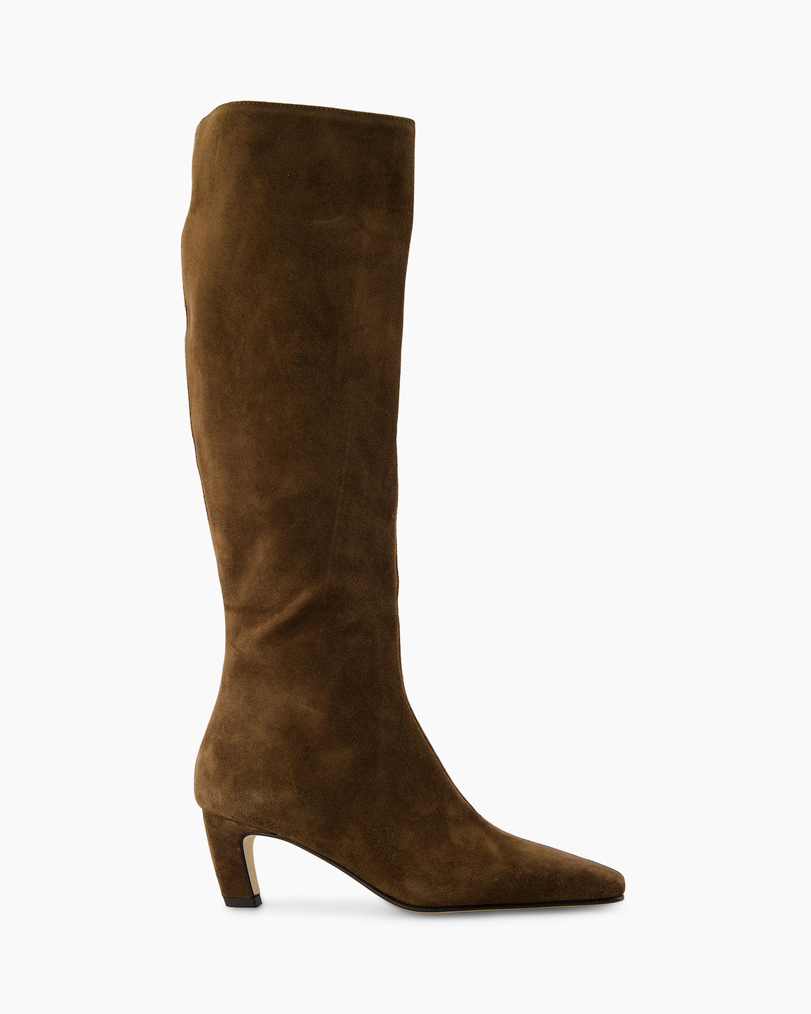 boots, knee-high, brown, suede, heel