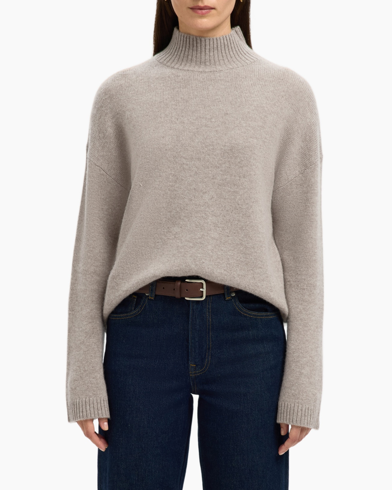 Trui Cille Cashmere Blend High Neck N Beige