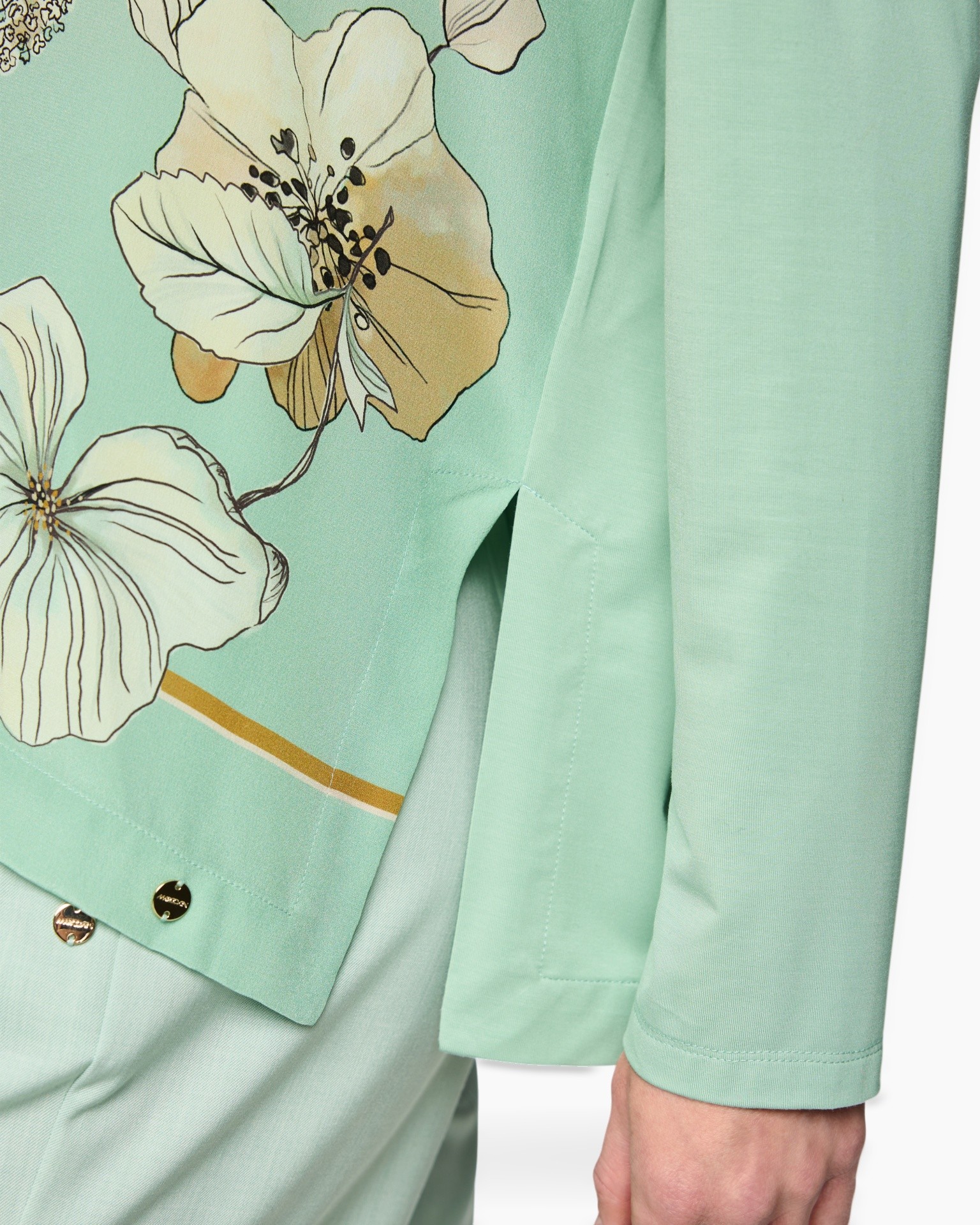 mint, floral, jacket, long-sleeve, buttoned