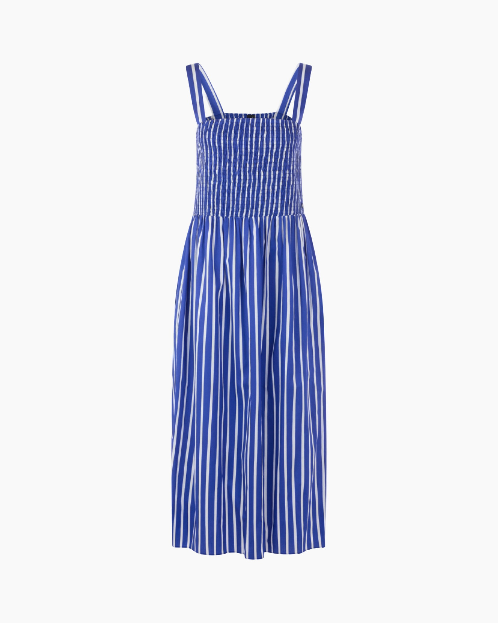 dress, maxi dress, blue, striped, smocked