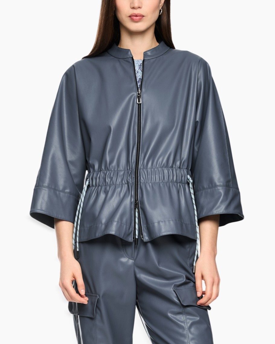 jacket, windbreaker, zipped, elastic waist, three-quarter sleeves
