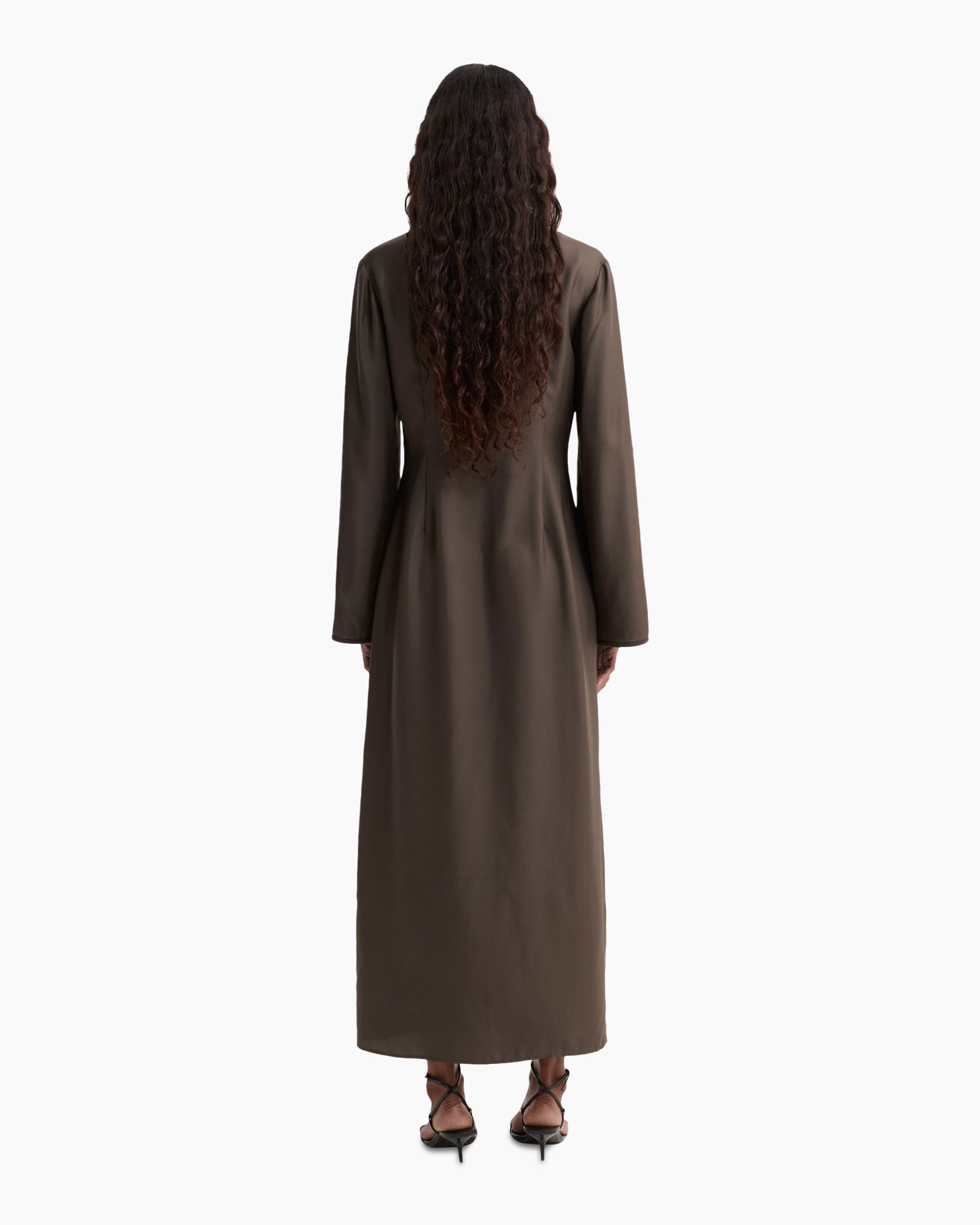 maxi dress, long dress, button front, solid color, v-neck
