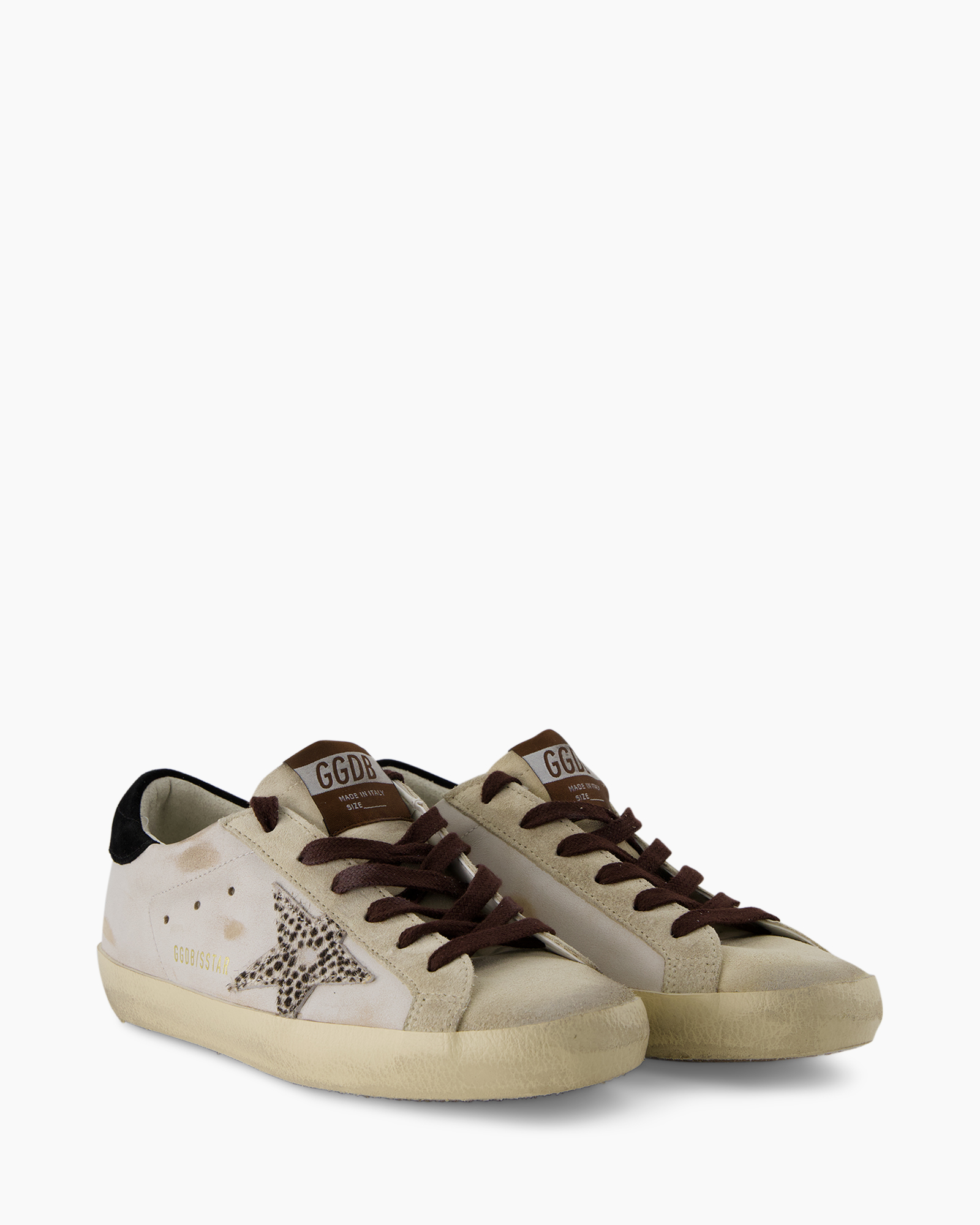 sneakers, casual, beige, star pattern, brown laces