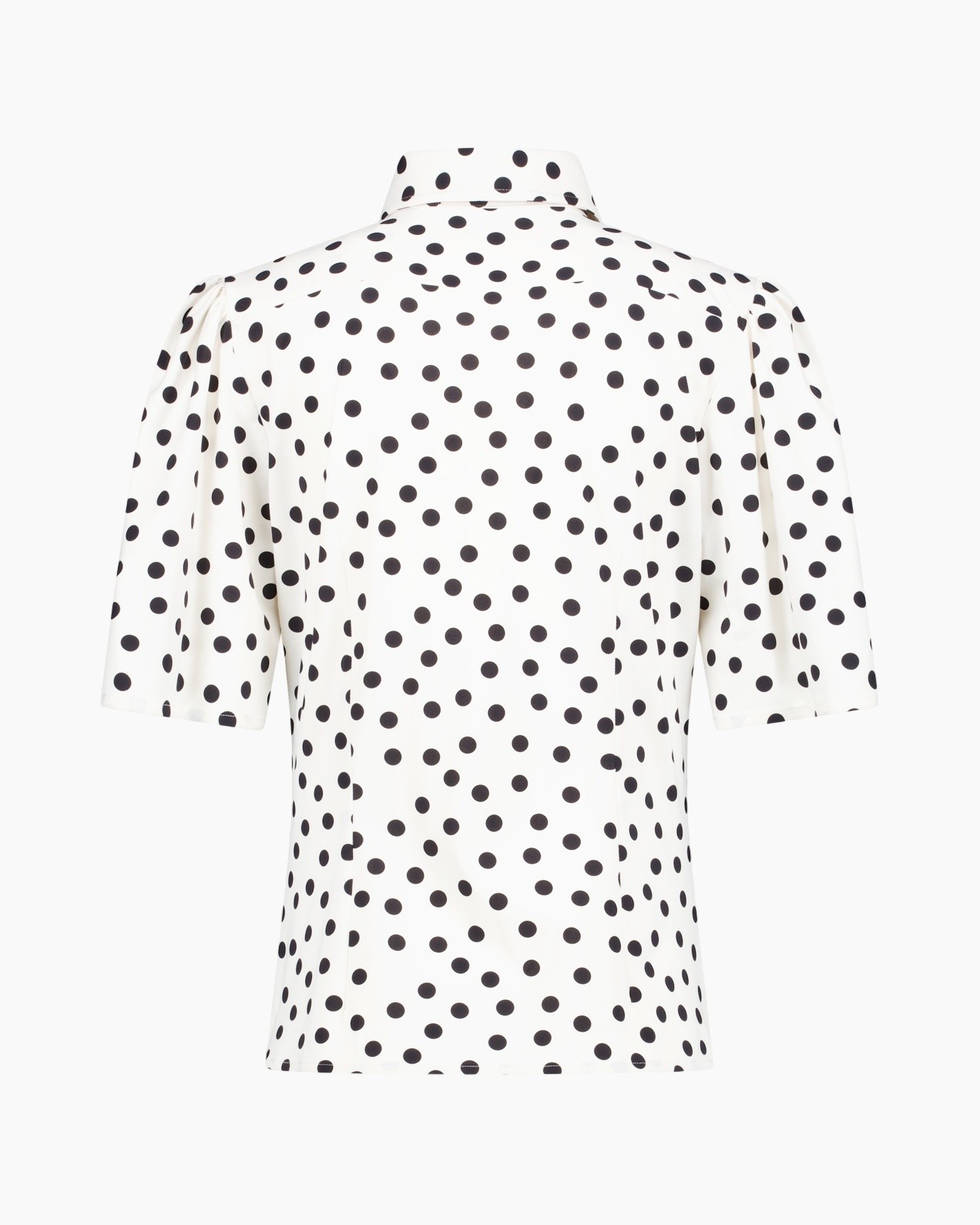 polka dot, blouse, short sleeves, white, pattern