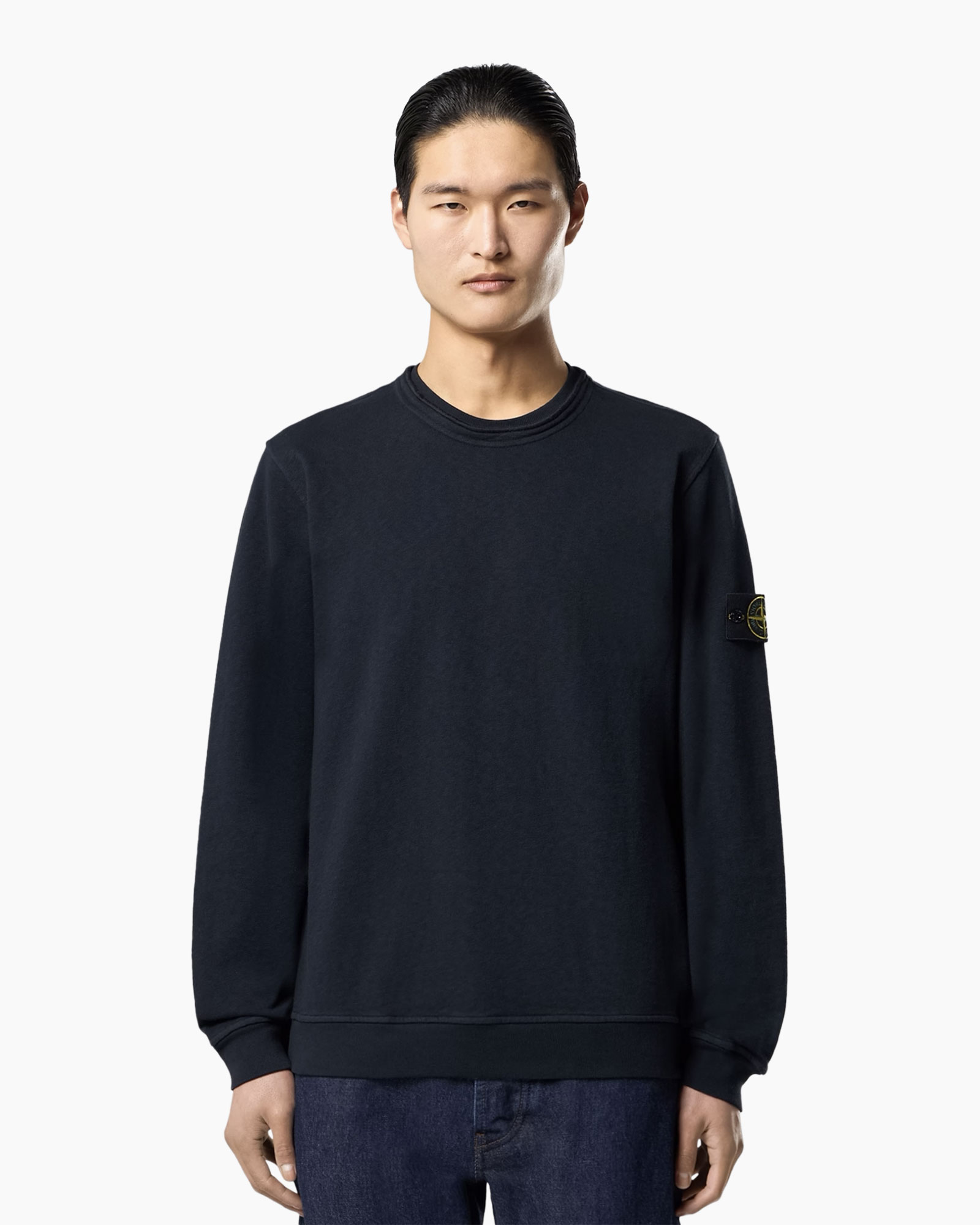 sweatshirt, crewneck, long-sleeve, navy, plain