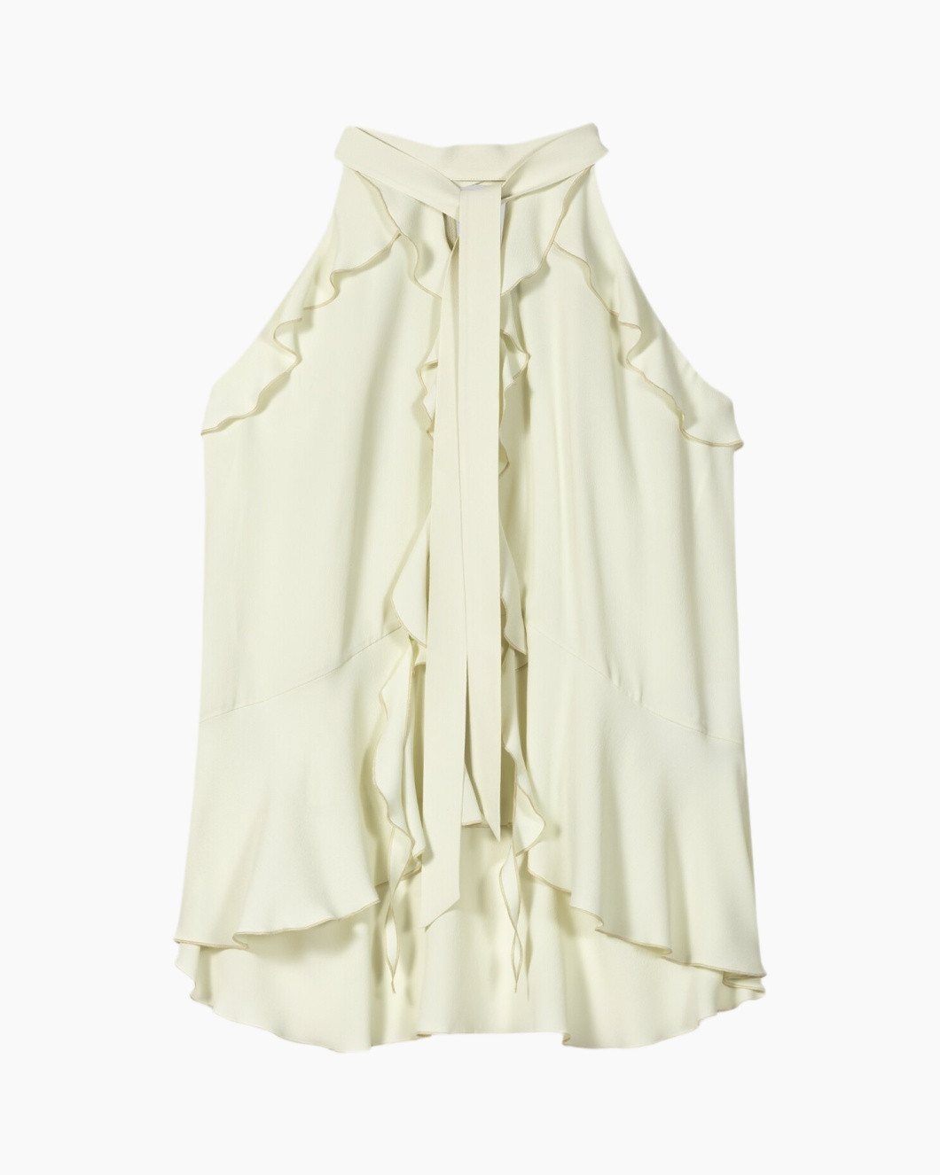 blouse, ruffles, halter, light, cream