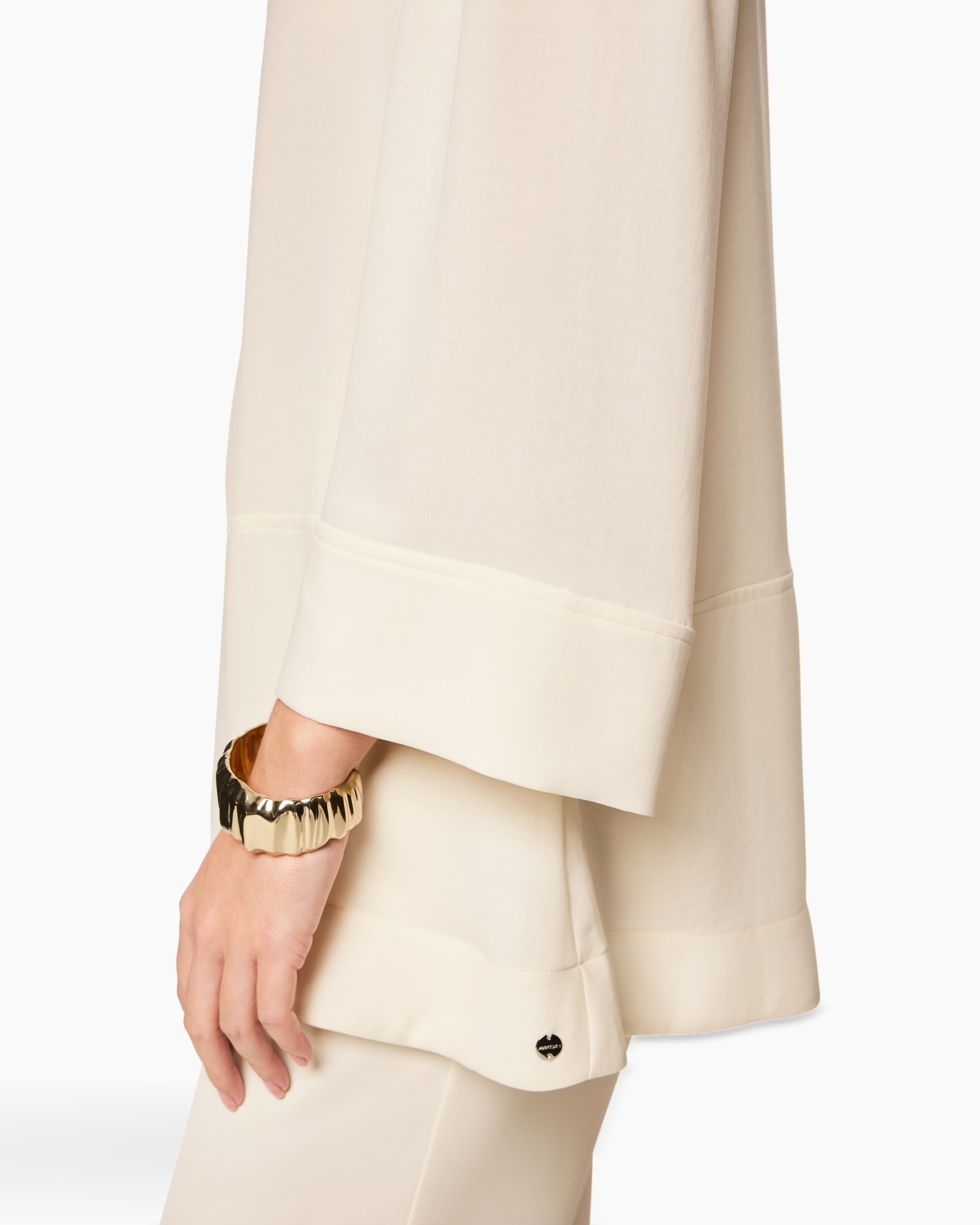 coat, long sleeve, beige, crepe, cuff detail