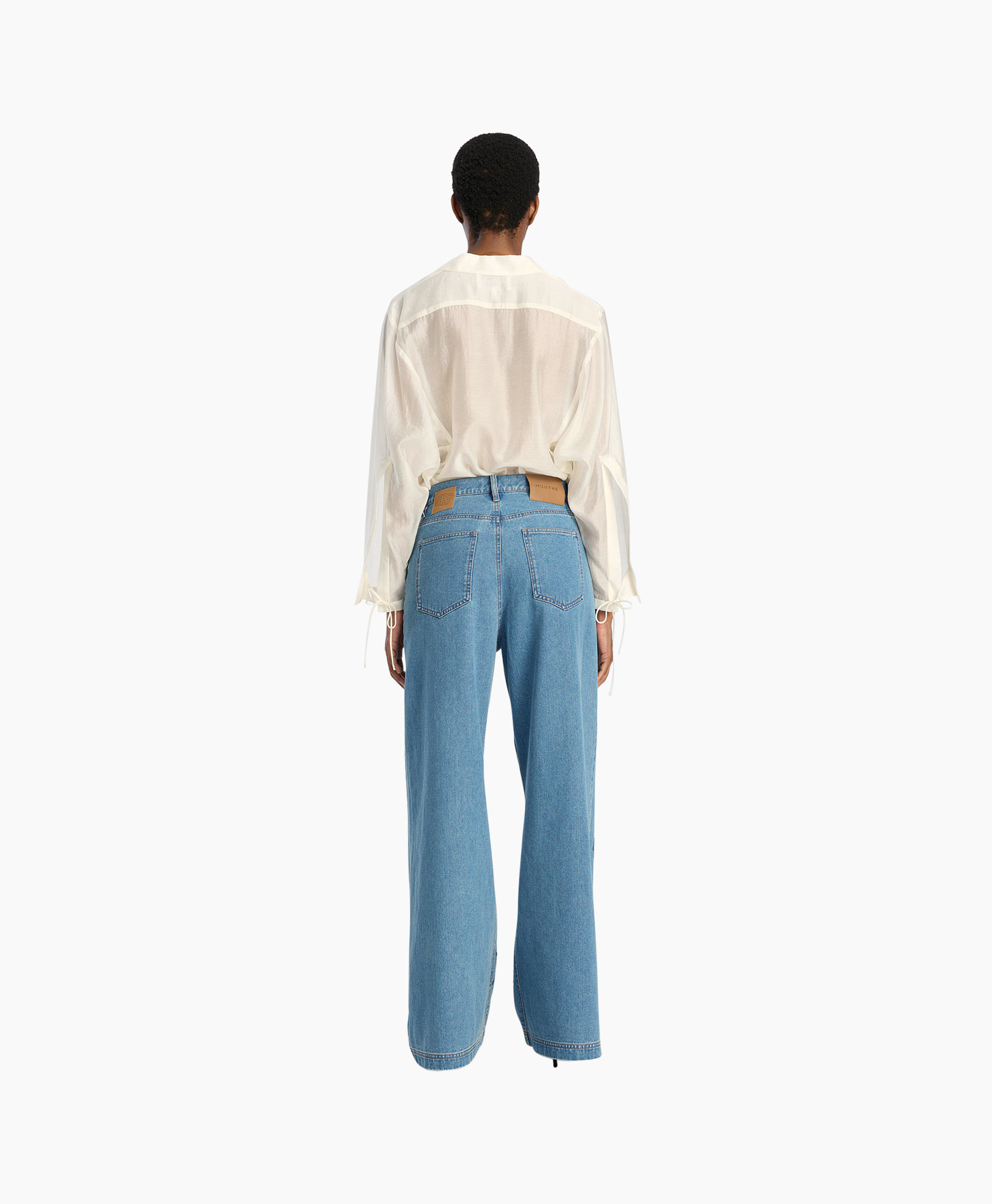 jeans, blue jeans, high-waisted?, back view, denim