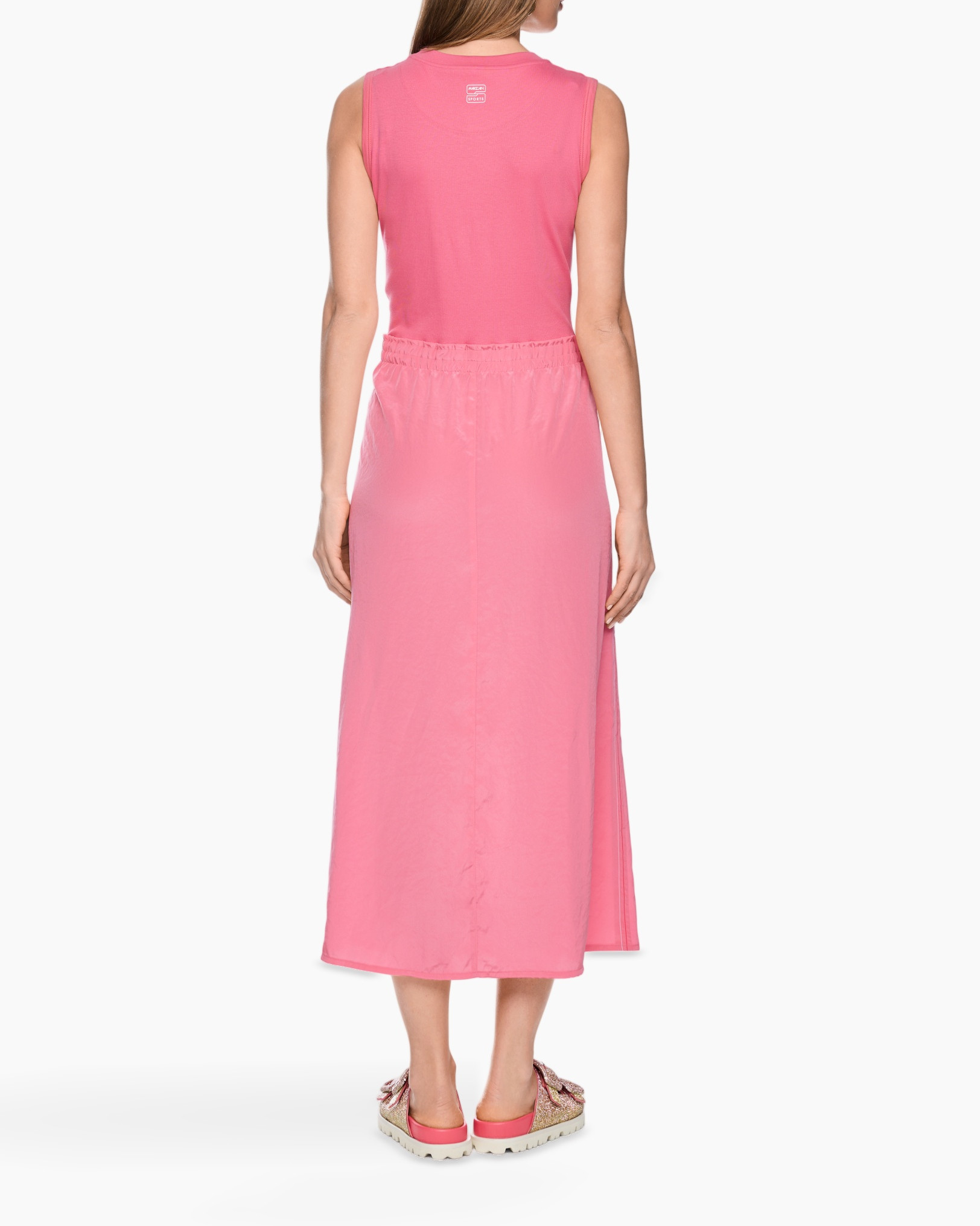 dress, maxi, pink, sleeveless, drawstring