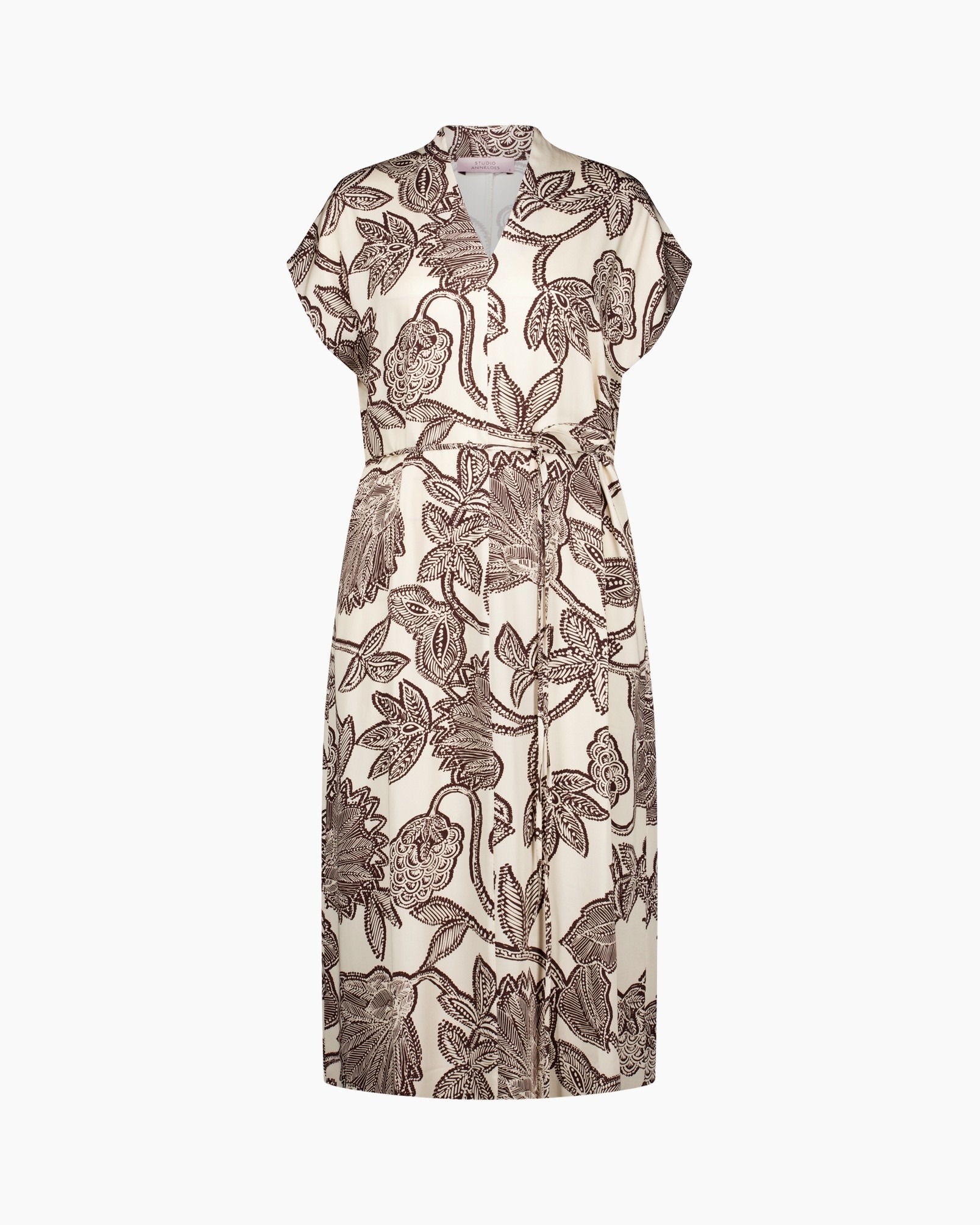 dress, maxi dress, printed dress, linen-look, brown pattern