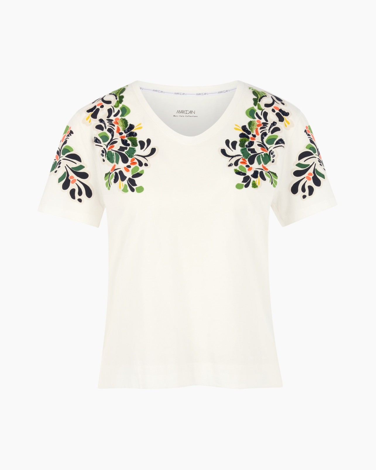 tunic, embroidered, white, short sleeve, floral