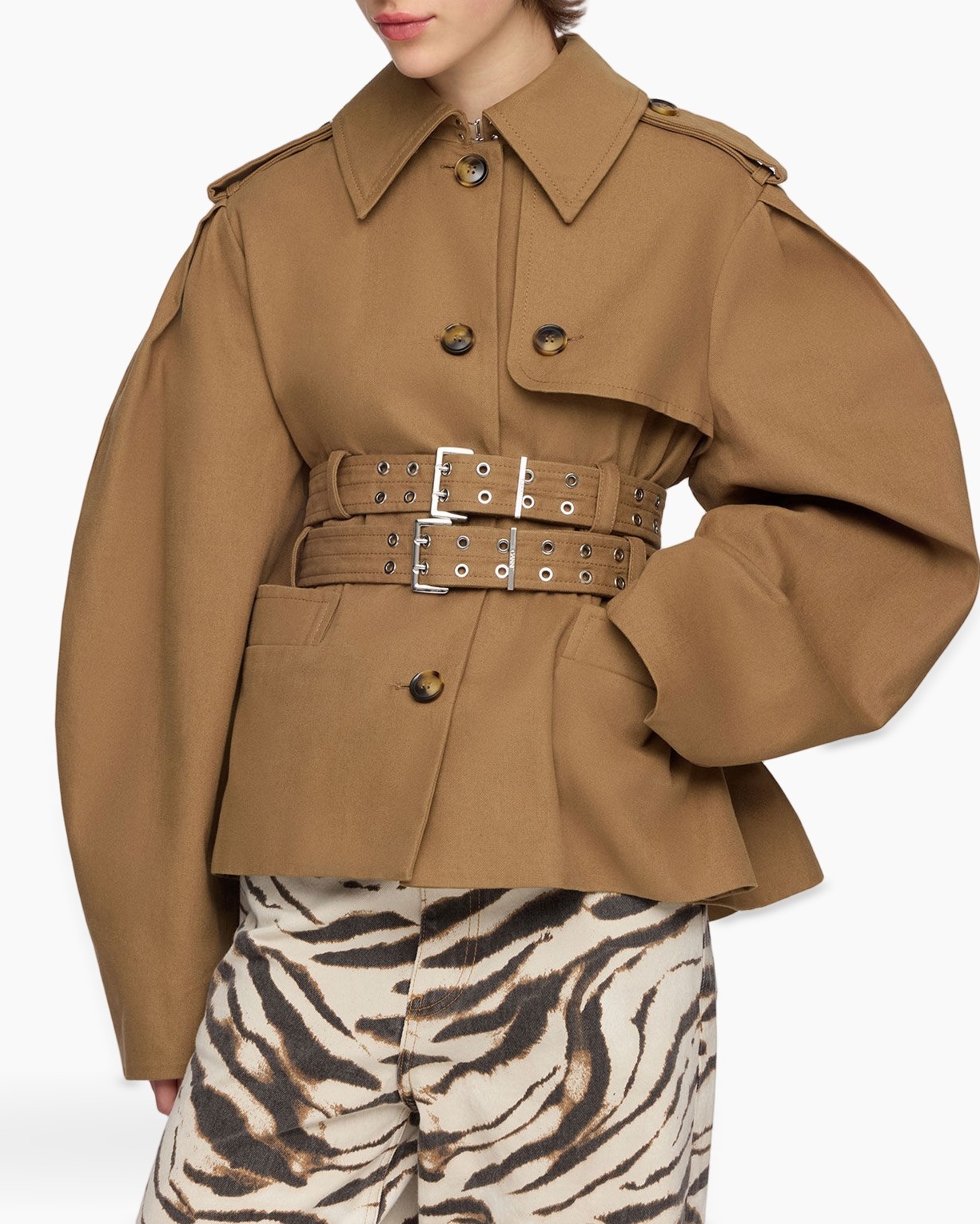 trench, belted, camel, double-breasted, epaulets