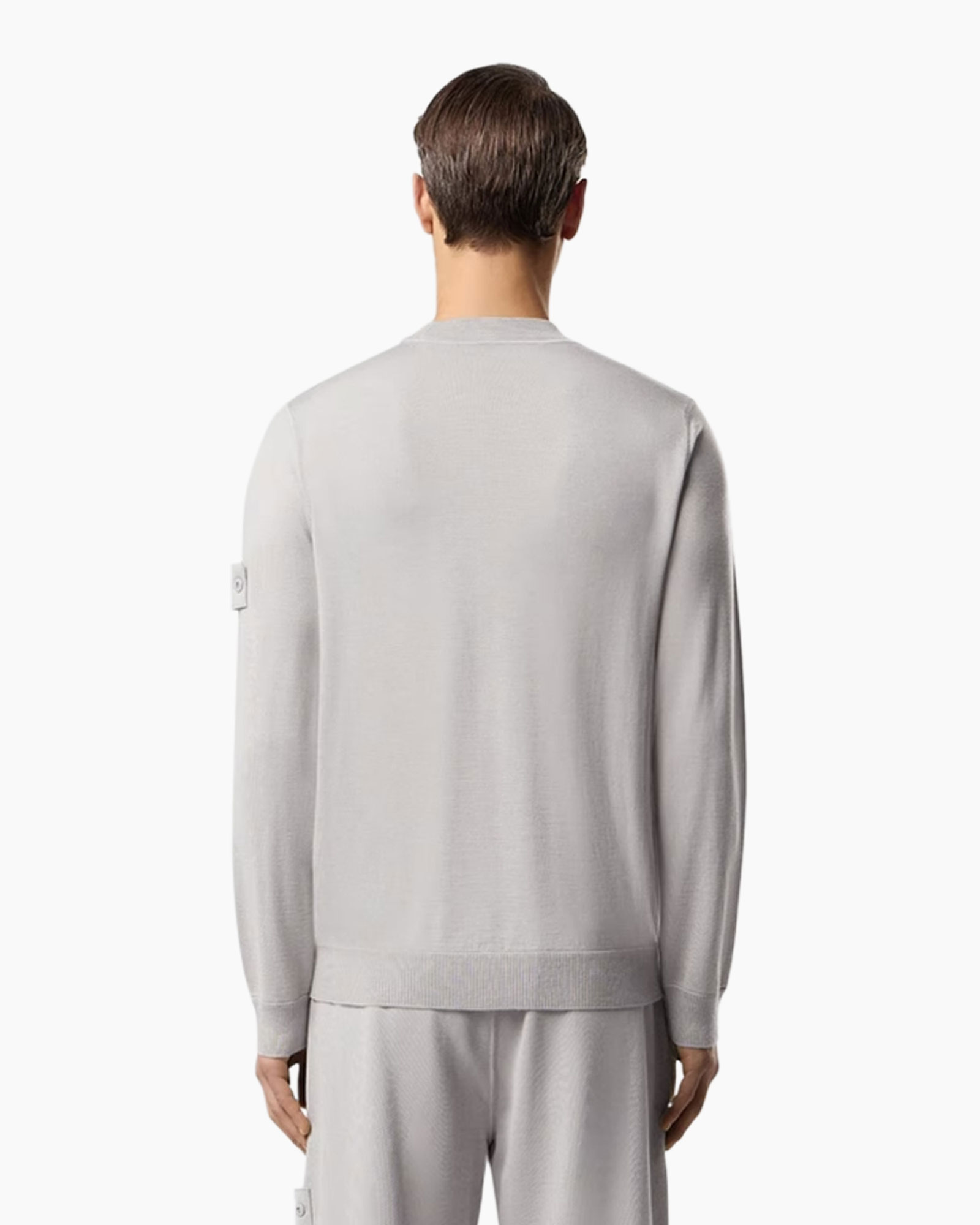 sweater, crew neck, long-sleeve, plush, light gray