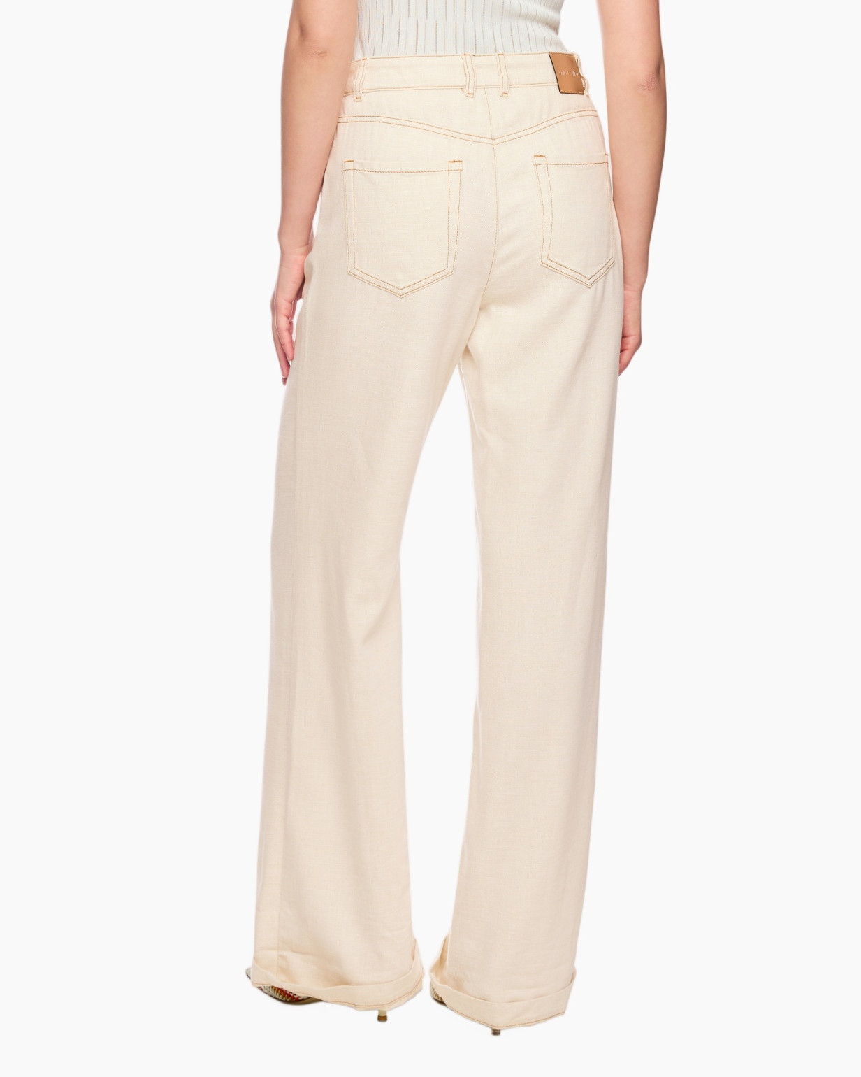 pants, wide-leg, beige, denim-like, front-pocket