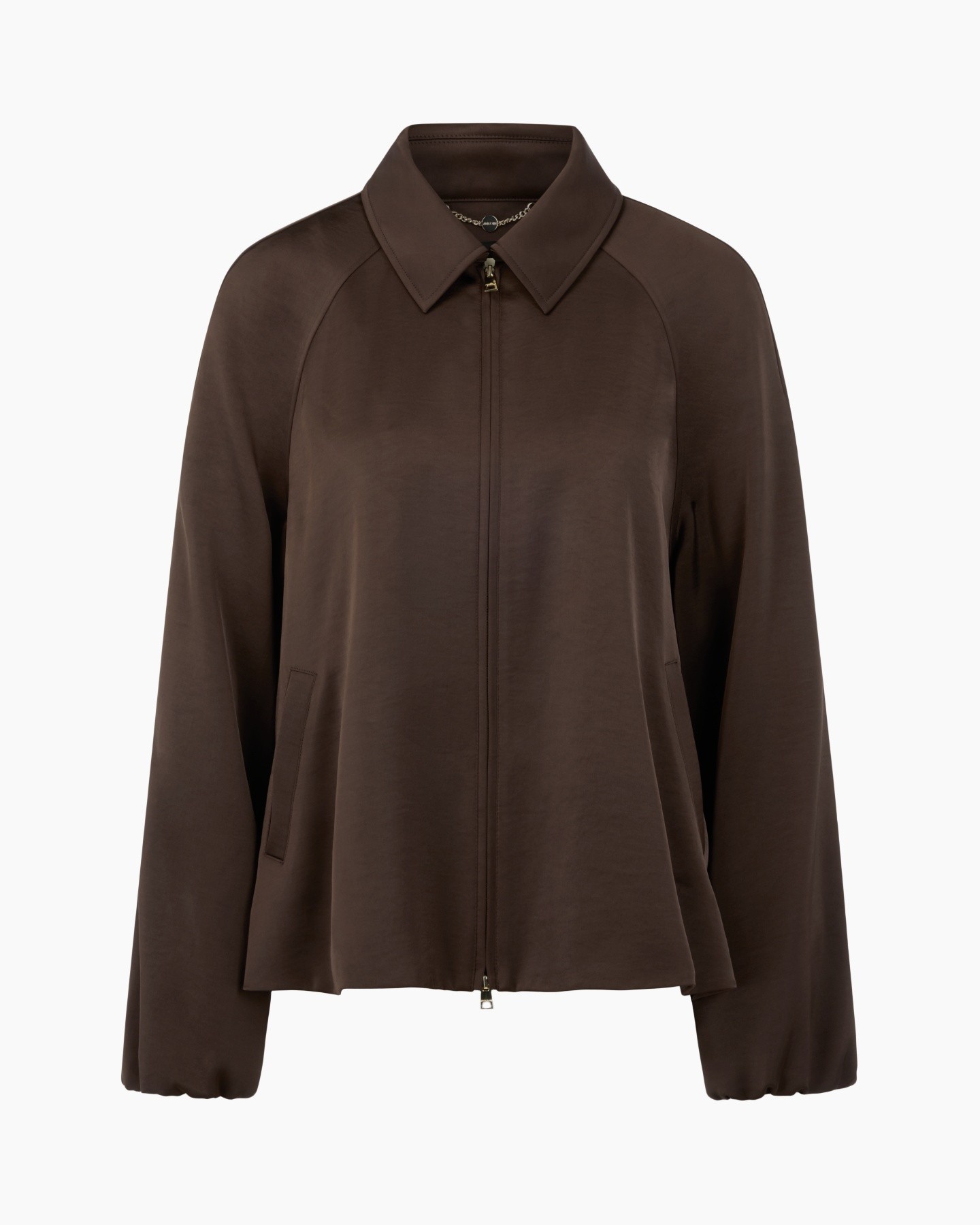 jacket, zipper, brown, collar, long_sleeve