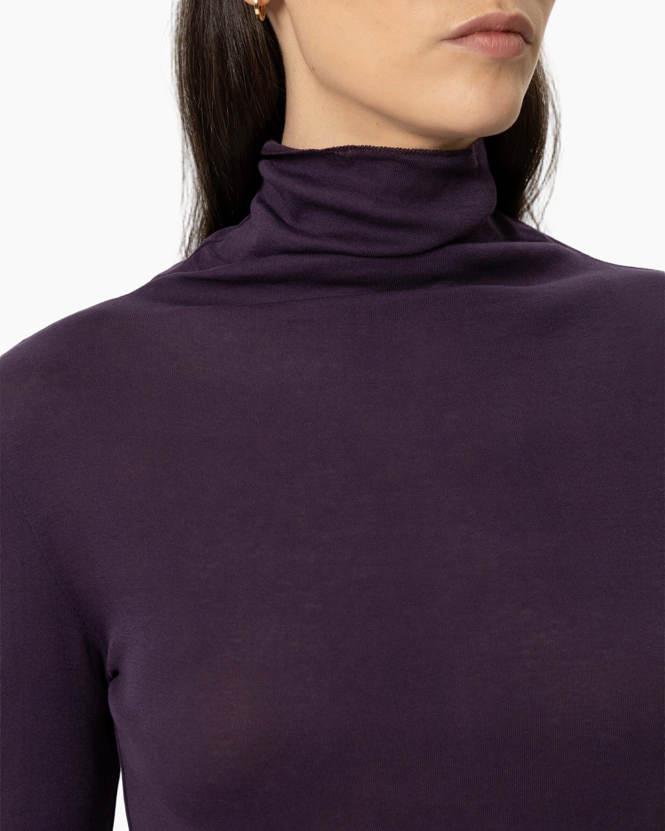 turtleneck, purple, knit, long-sleeve, neck, tunic