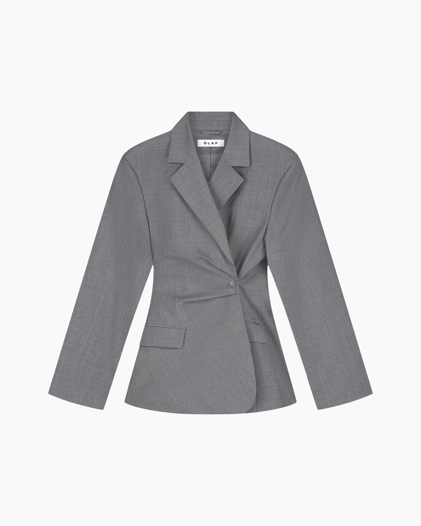 blazer, women's blazer, gray, linen look, single button
