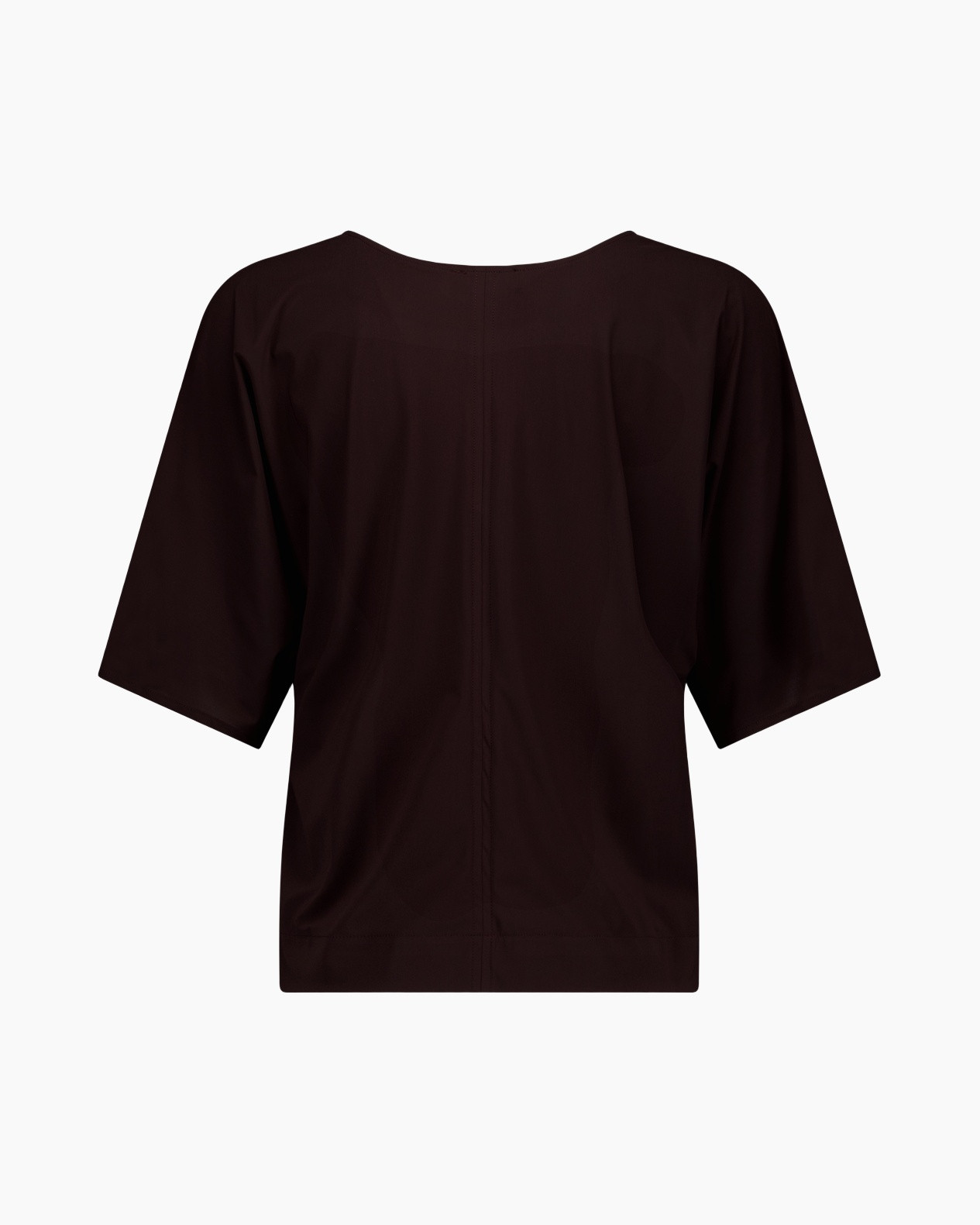 top, blouse, short sleeves, dark brown, solid