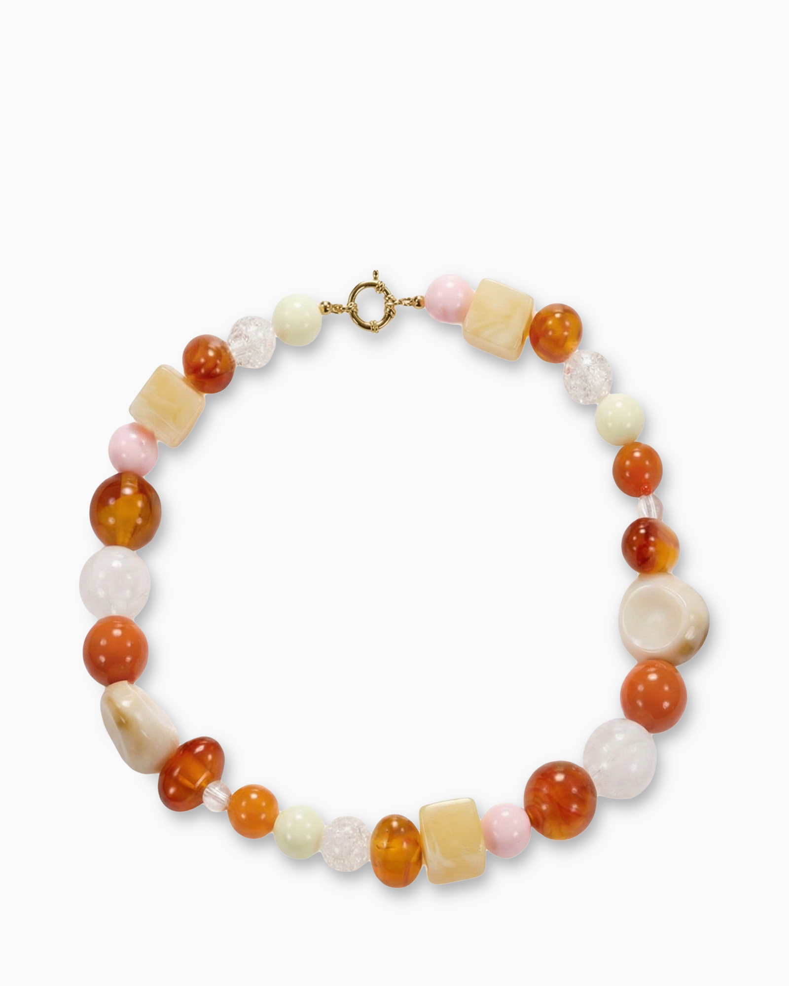 bracelet, beaded, orange, pink, cream