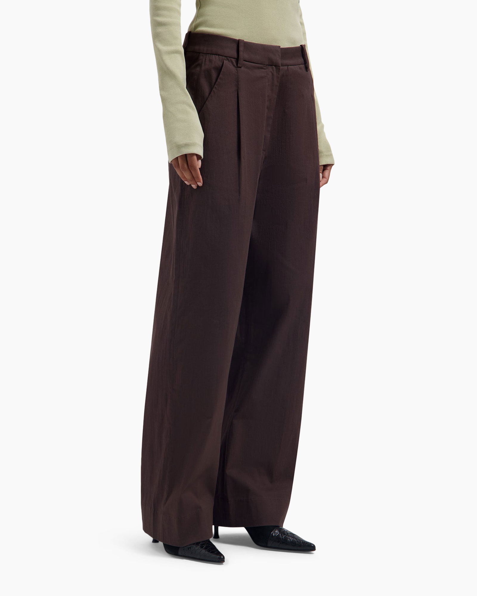 pants, wide-leg, brown, trousers, high-waist