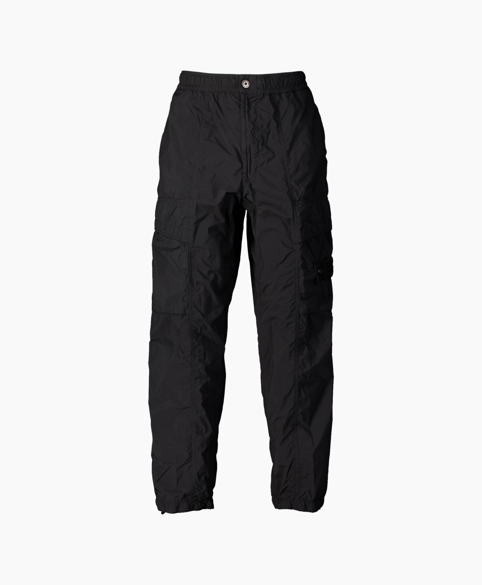 pants, cargo pants, black, elastic waistband, drawstring