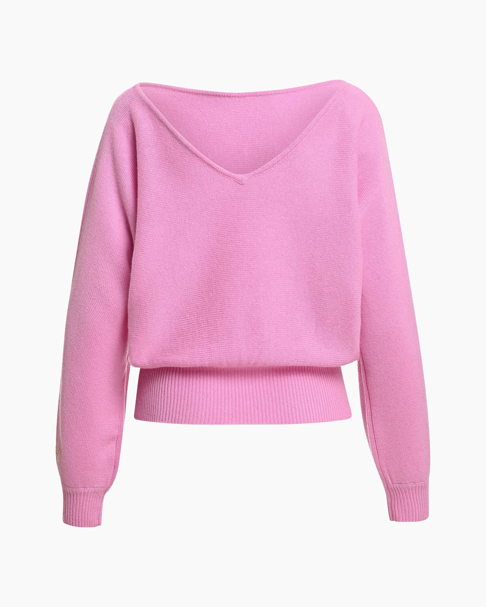 pink, pull-overs, v-neck, knit, long-sleeve