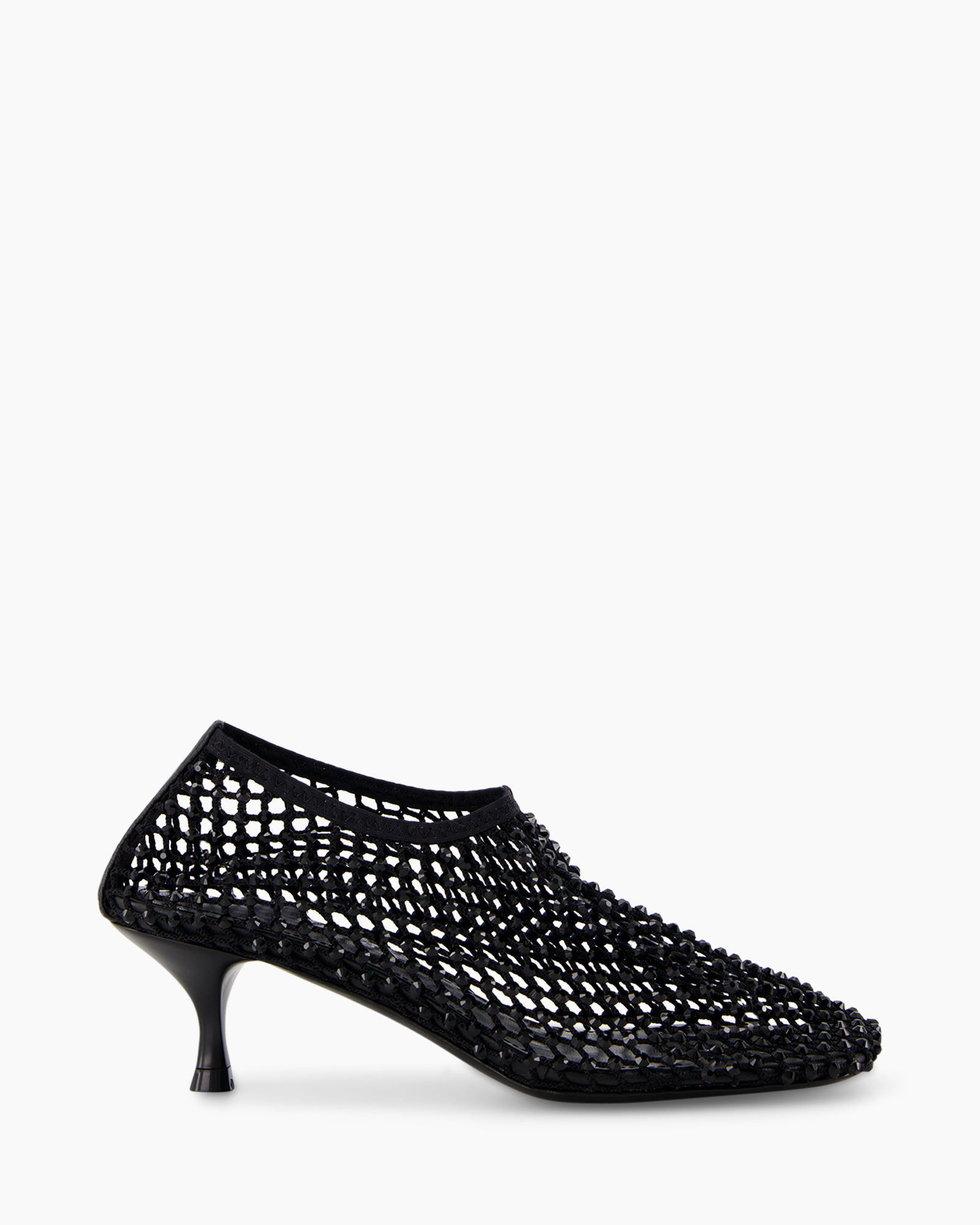 net, mid-heel, woven, mule, black