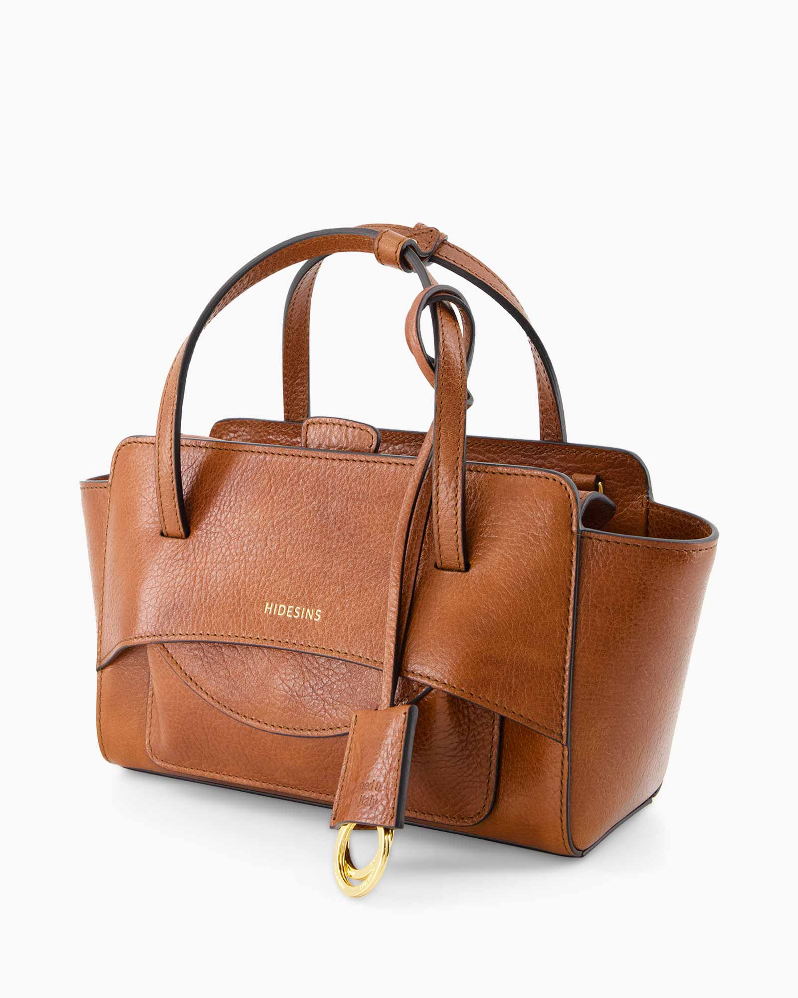 handbag, brown, leather, top-handle, gold-tone-closure